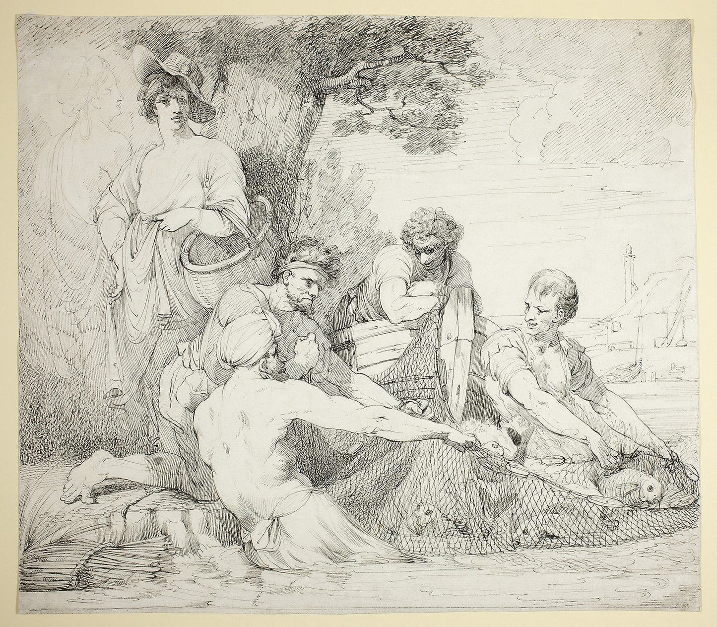 Fishermen -  John Hamilton Mortimer,  Poster Print Wall Art