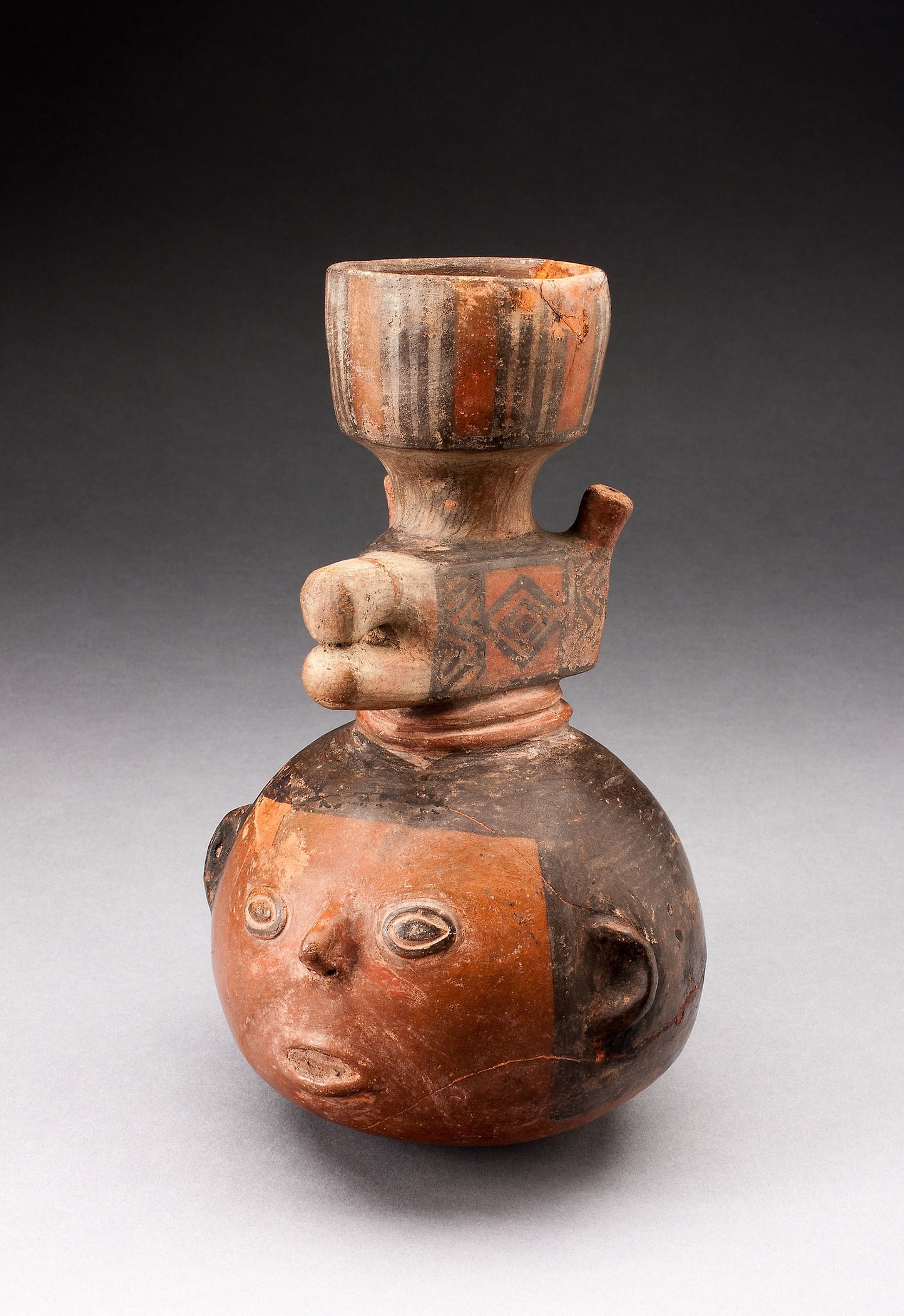 Tall Necked Jar in the Form of an Abstract Head with Animal Forms -  Possibly Nievería,  Poster Print Wall Art