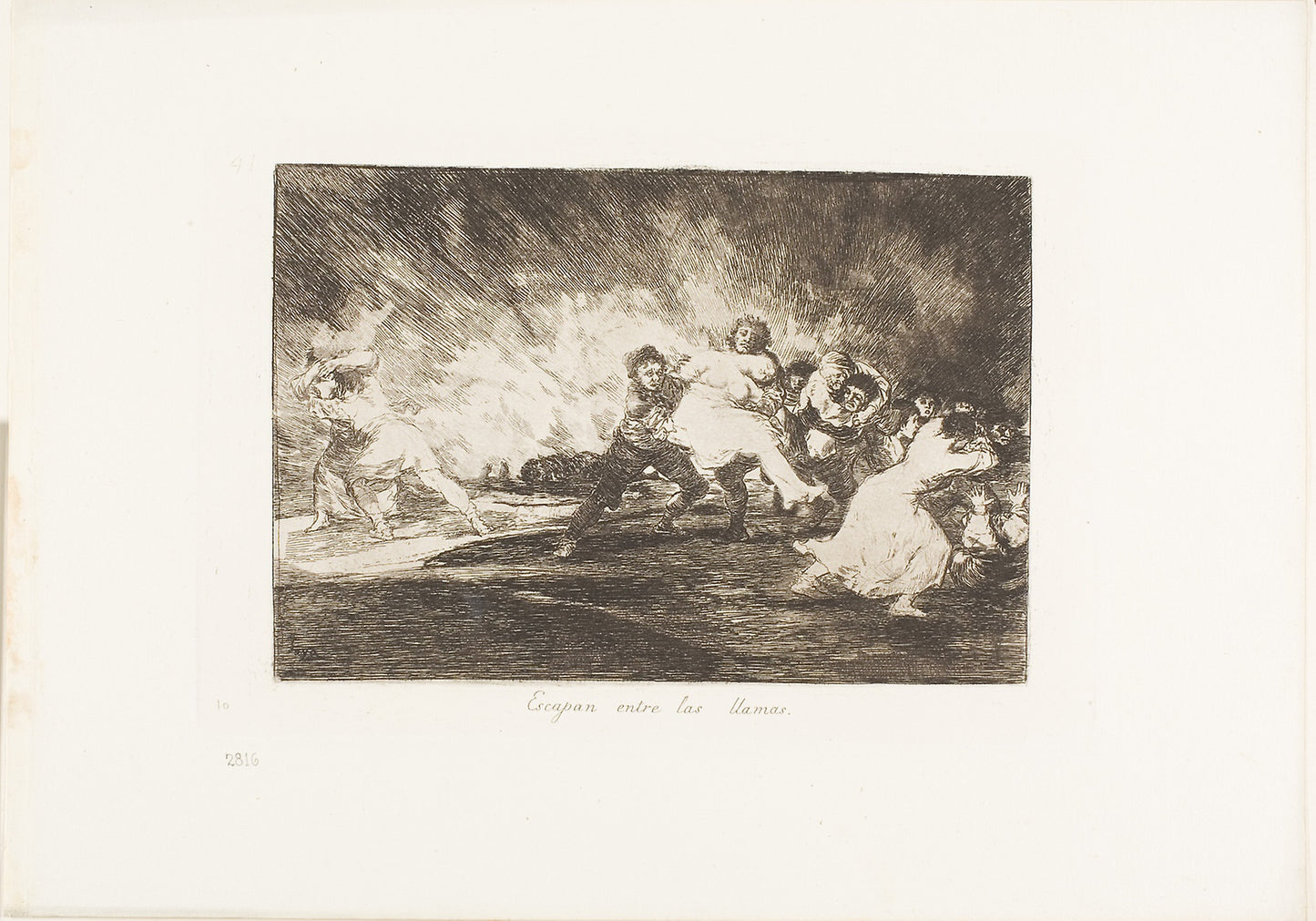 They Escape through the Flames, plate 41 from The Disasters of War -  Francisco José de Goya y Lucientes,  Poster Print Wall Art