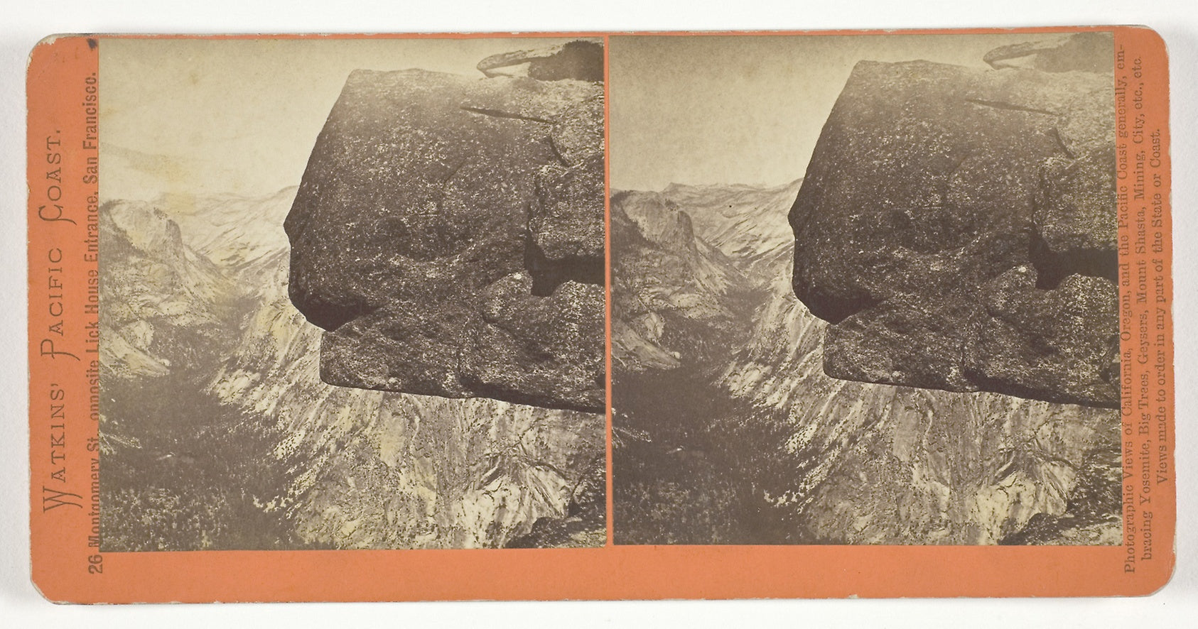 Yenaya Canyon from Glacier Point, Yosemite: Carleton Watkins,16x12"(A3) Poster