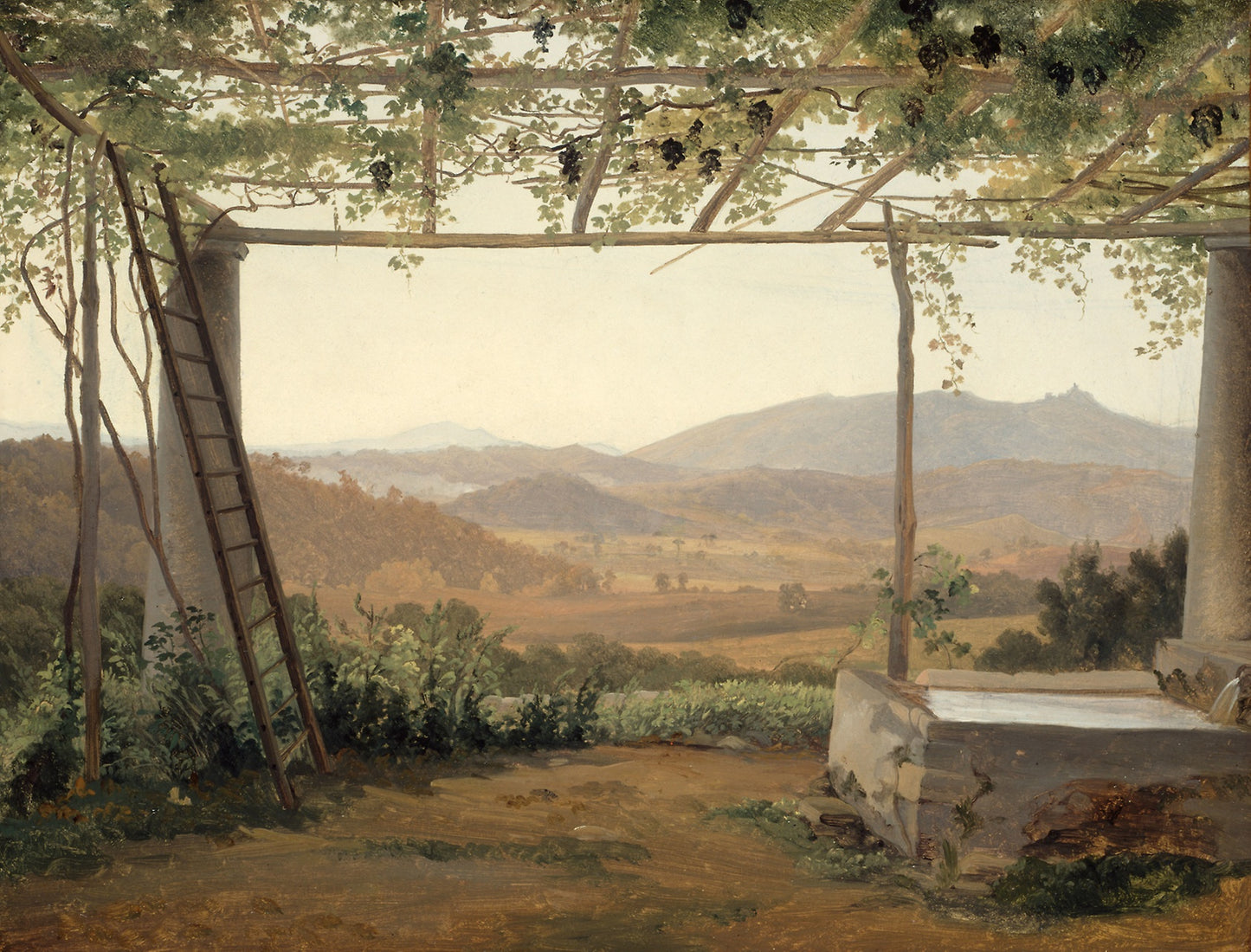 Fountain and Pergola in Italy -  Ernest Christian Frederick Petzholdt,  Poster Print Wall Art