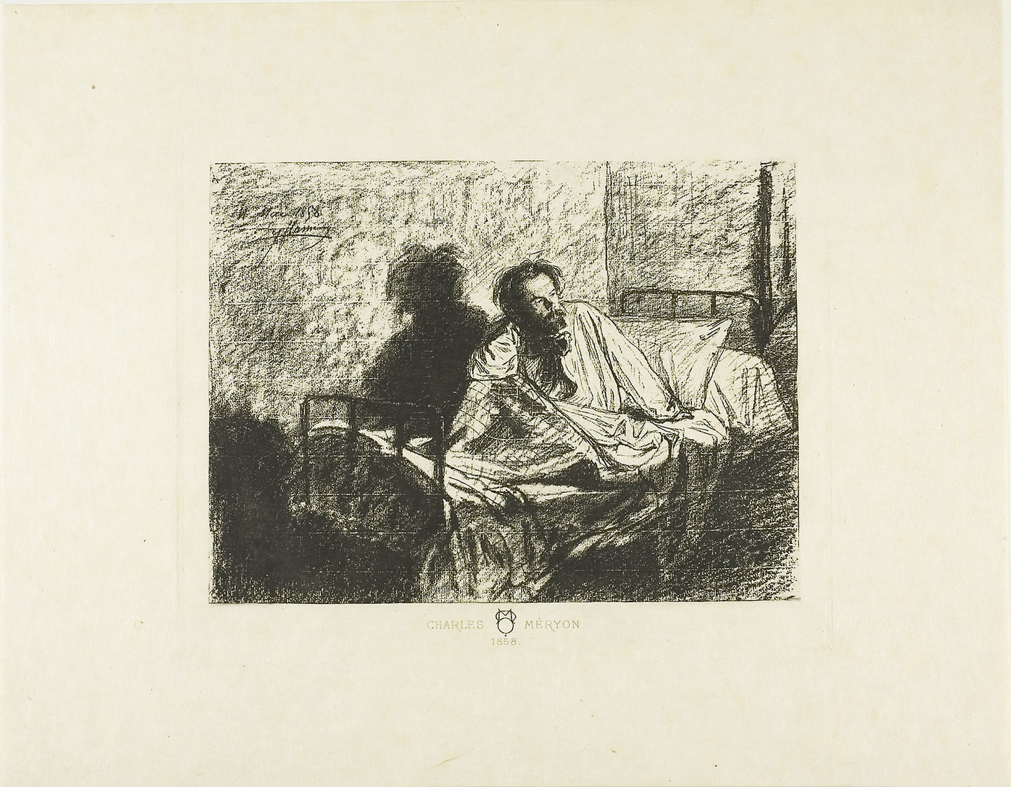 Portrait of Charles Meryon Sitting Up in Bed -  Léopold Flameng,  Poster Print Wall Art