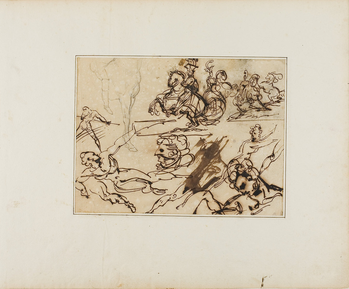 Sheet of Sketches -  Lancers, Struggling Nudes, Other Subjects -  Jean Louis André Théodore Géricault,  Poster Print Wall Art