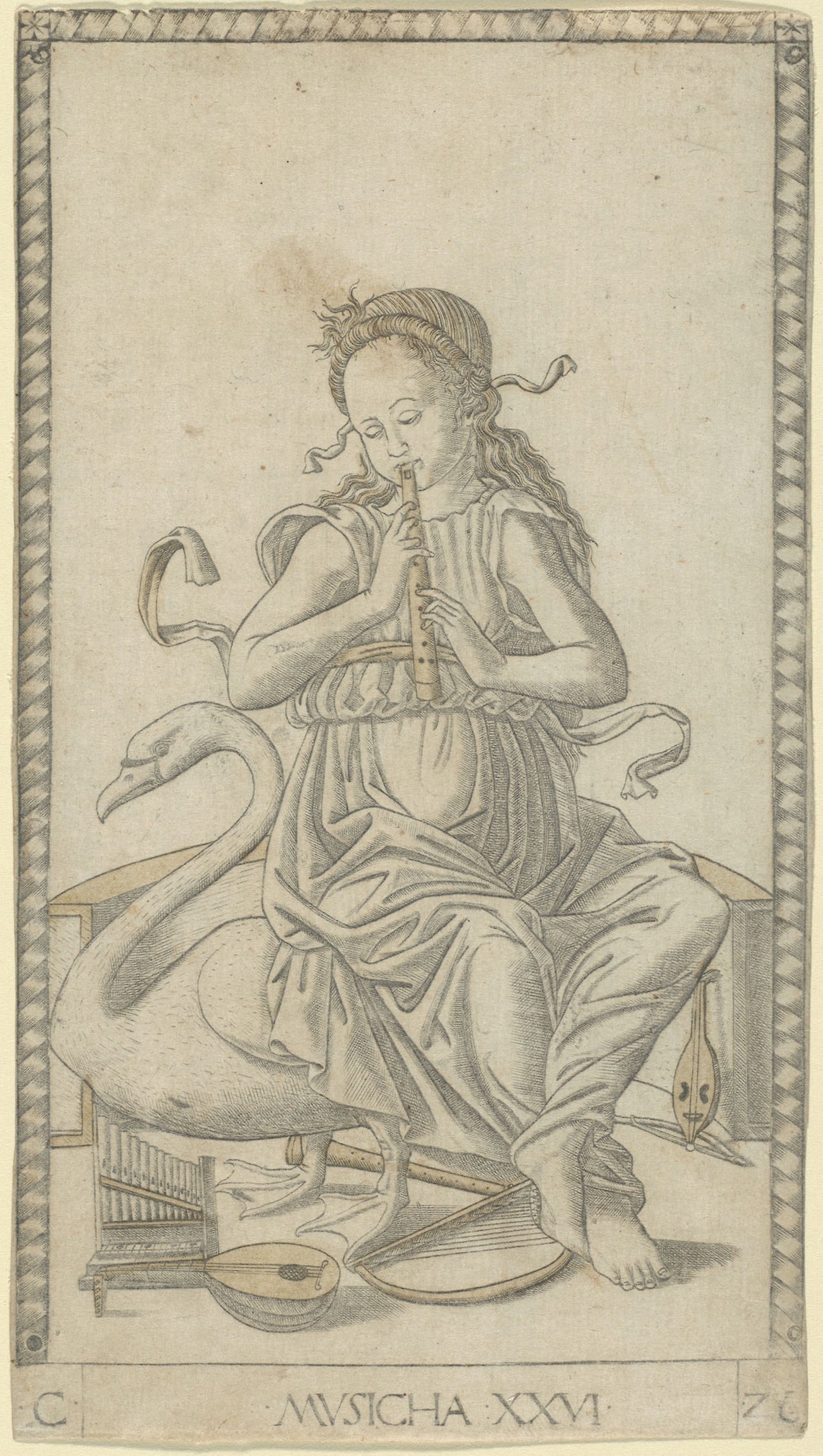 Music, plate 26 from Arts and Sciences: Master of the E-Series Tarocchi, Poster Print Wall Art