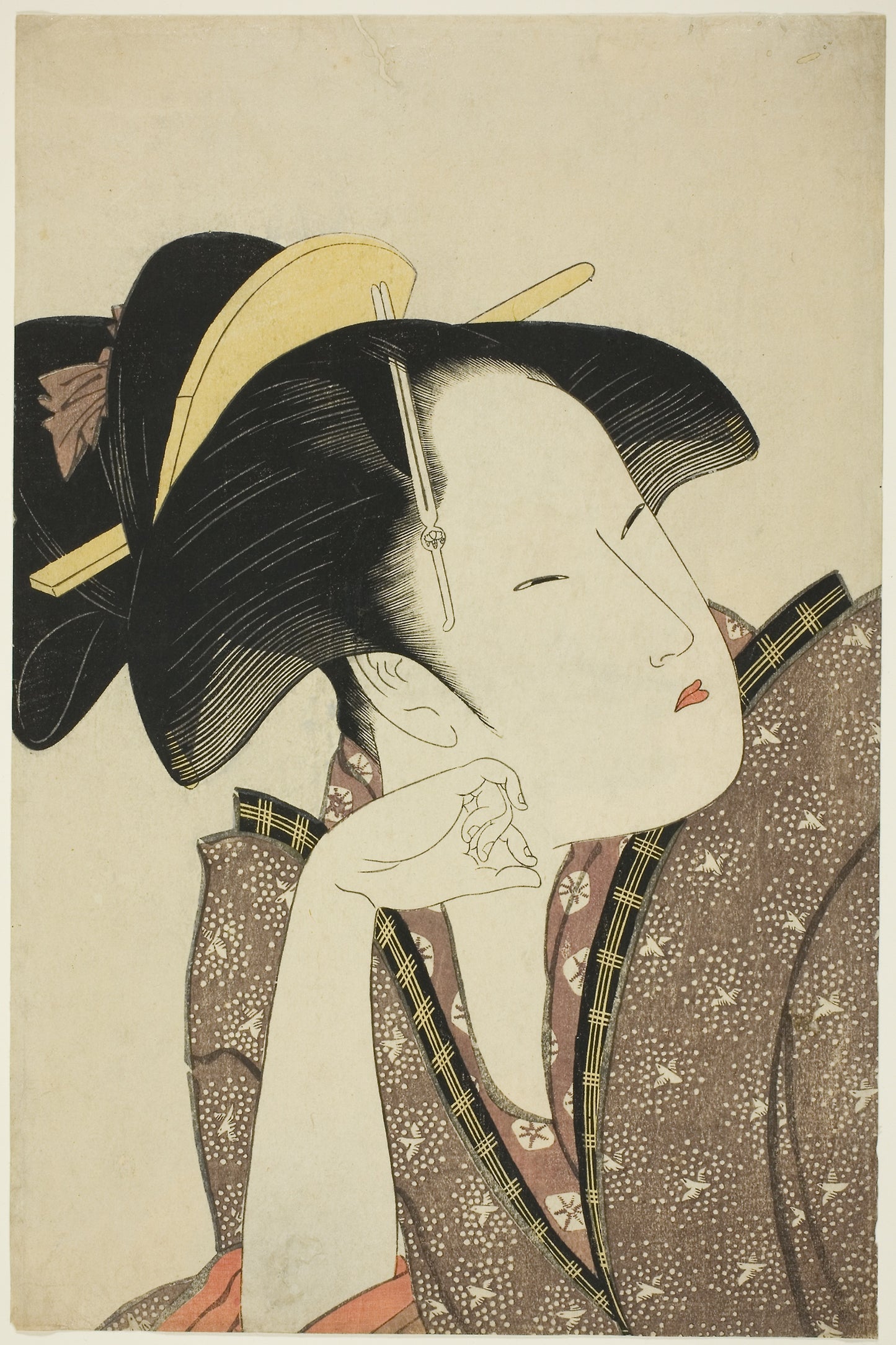 Reflective Love, from the series "Anthology of Poems -  The Love Section (Kasen koi no bu) (Mono-omou koi)" -  Kitagawa Utamaro ??? ??,  Poster Print Wall Art