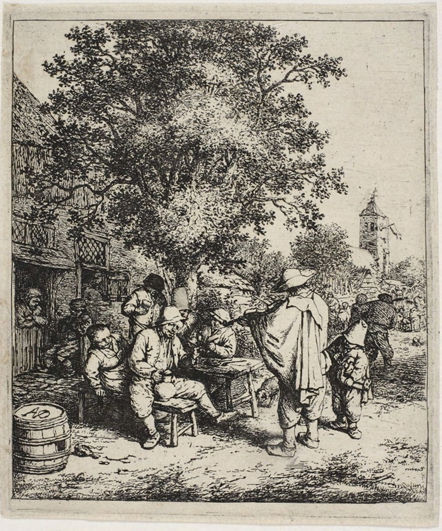 The Fiddler and the Hurdy-Gurdy Boy: Adriaen van Ostade, Poster Print Wall Art