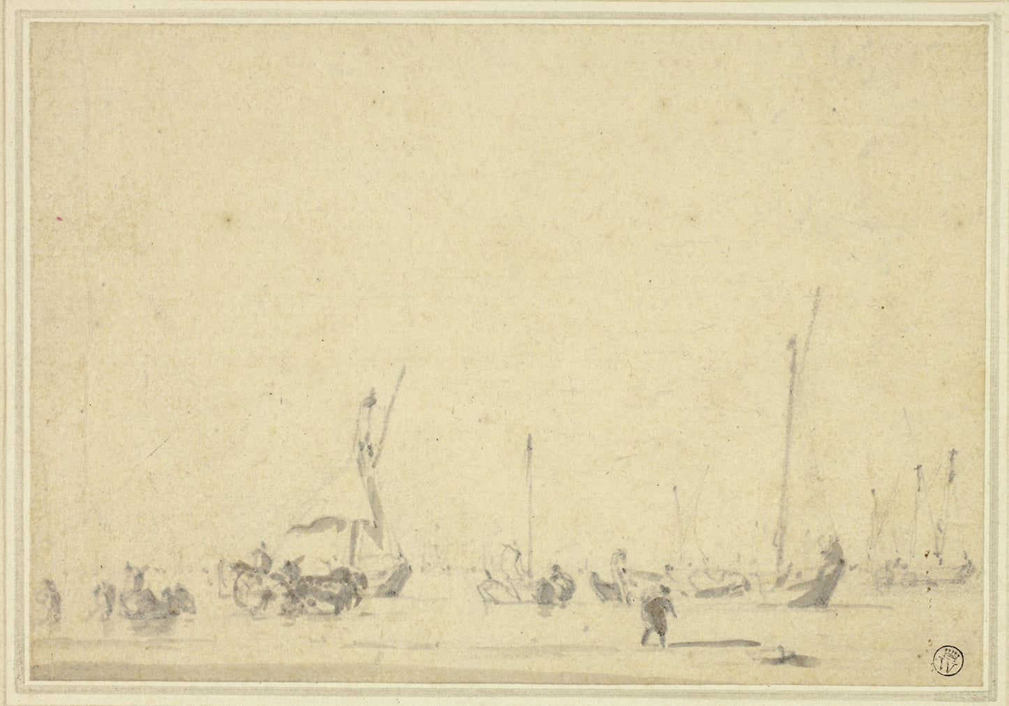 Boats at Anchor -  Attributed to Willem van de Velde, II,  Poster Print Wall Art