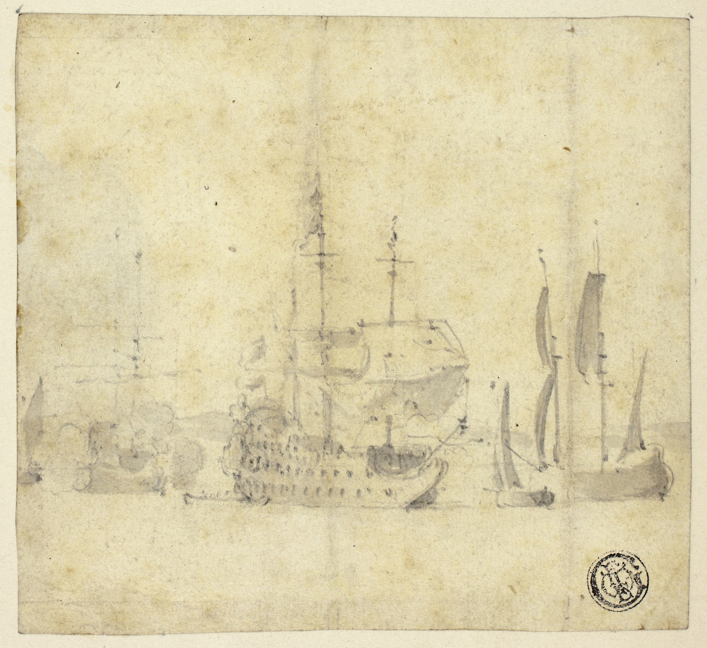 Ships in a Harbor -  Willem van de Velde, II,  Poster Print Wall Art
