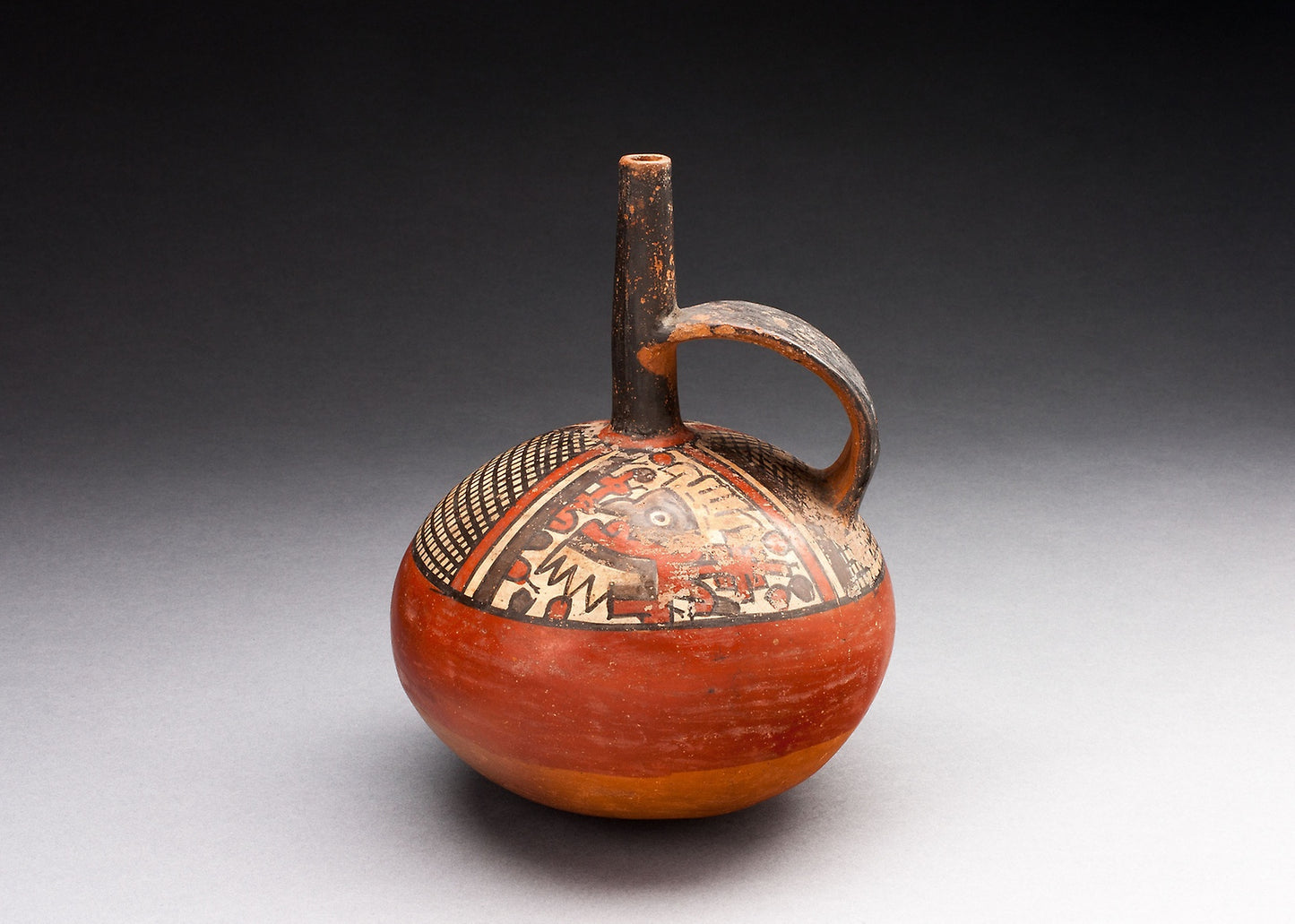 Single-Spout Vessel Depicting an Abstracted Figure and Net Pattern -  Tiwanaku-Wari,  Poster Print Wall Art