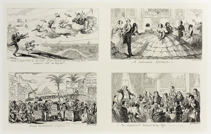 What It Must Come To, At Last, if the Ladies Go On Blowing Themselves Out as They Do! from George Cruikshank's Steel Etchings to The Comic Almanacks: 1835-1853 (top left): George Cruikshank (English, 1792-1878),16x12