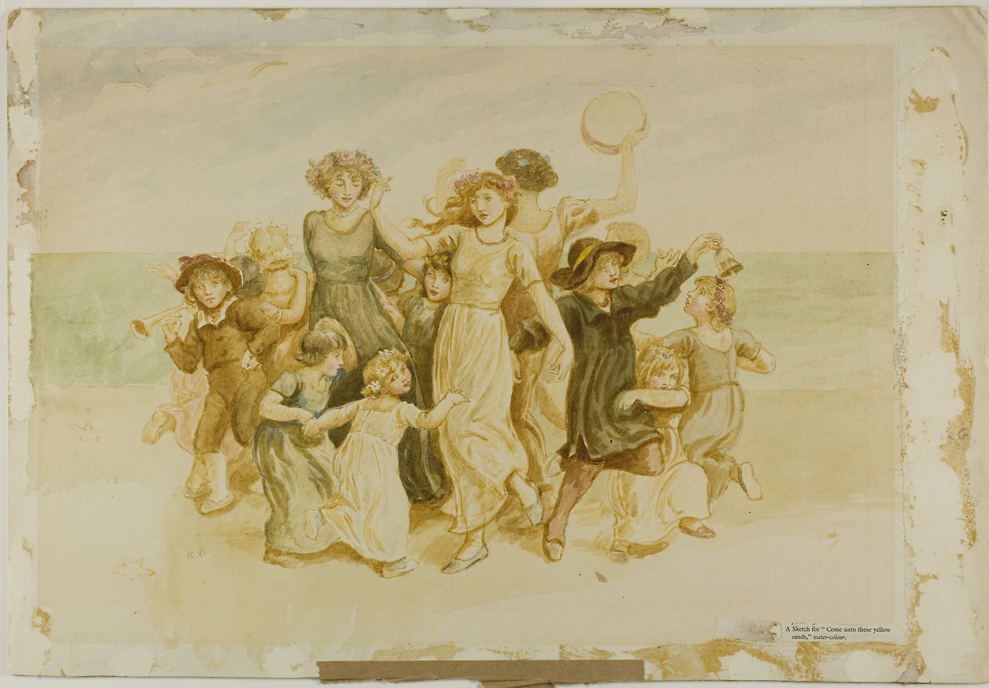 Children Playing on the Beach -  Kate Greenaway,  Poster Print Wall Art