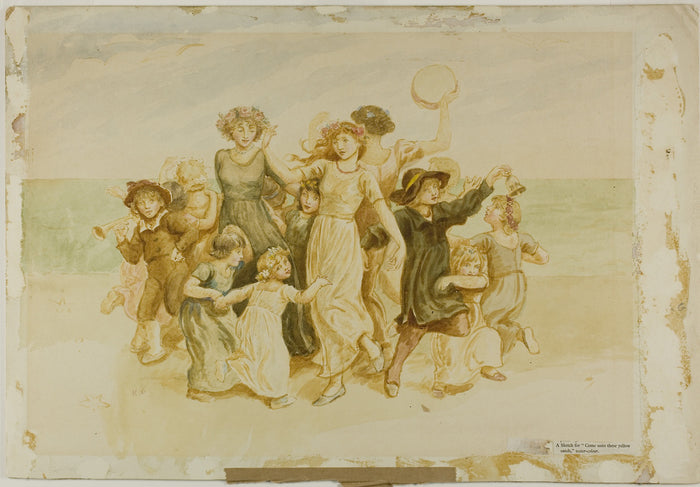 Children Playing on the Beach: Kate Greenaway,16x12