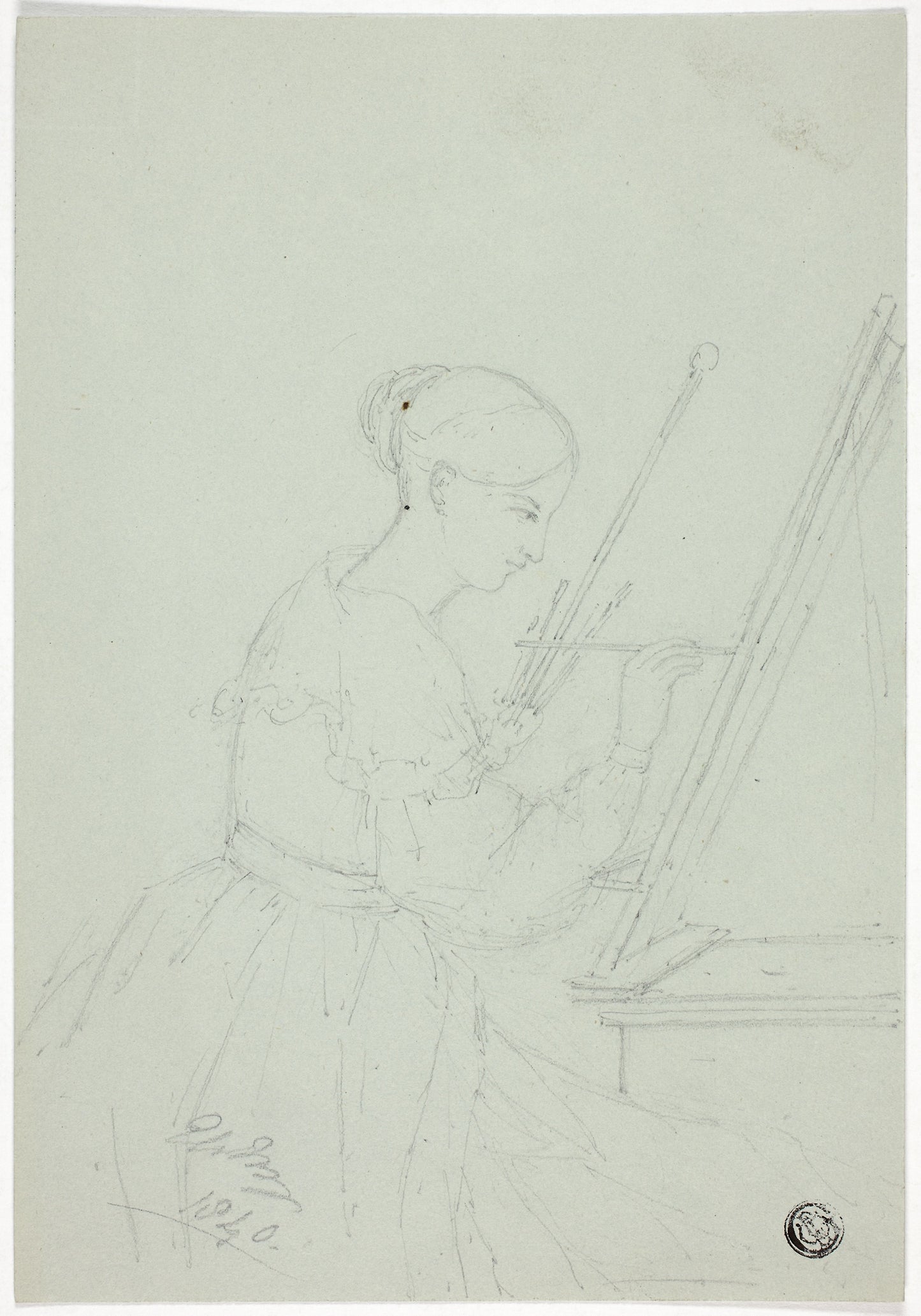 Young Woman Painting (possibly a Self Portrait) -  Elizabeth Murray,  Poster Print Wall Art