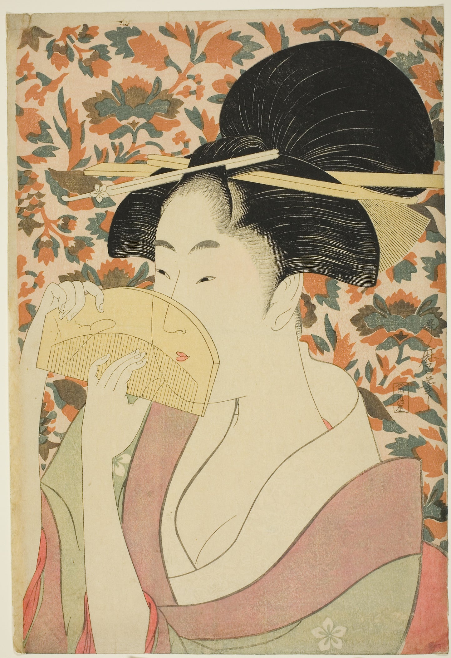 Woman Holding a Tortoise-shell Hair-comb -  Kitagawa Utamaro ??? ??,  Poster Print Wall Art