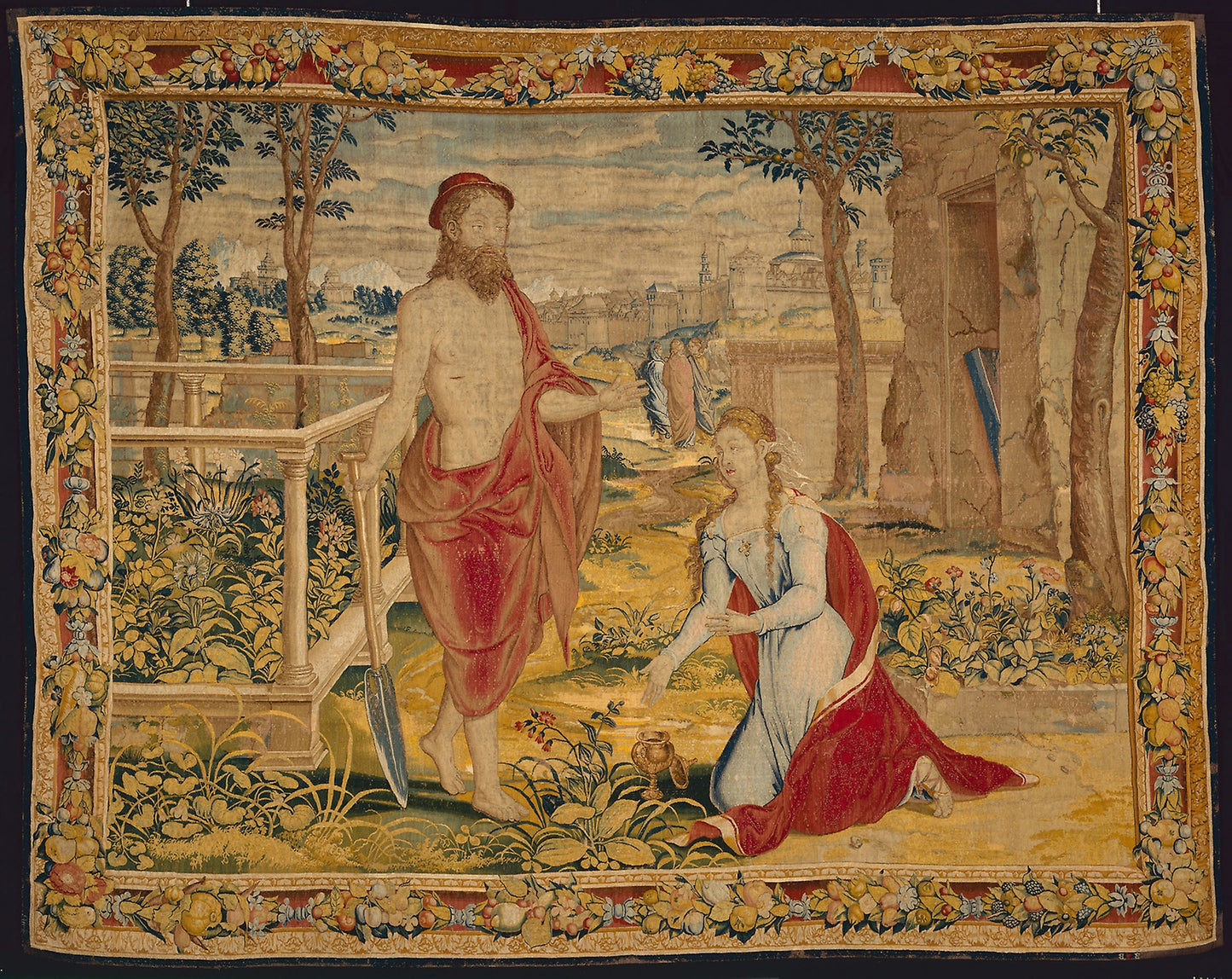 Christ Appearing to Mary Magdalene (Noli Me Tangere) -  Design attributed to Michiel Coxcie (1499–1592) or Giovanni Battista Lodi da Cremona,  Poster Print Wall Art