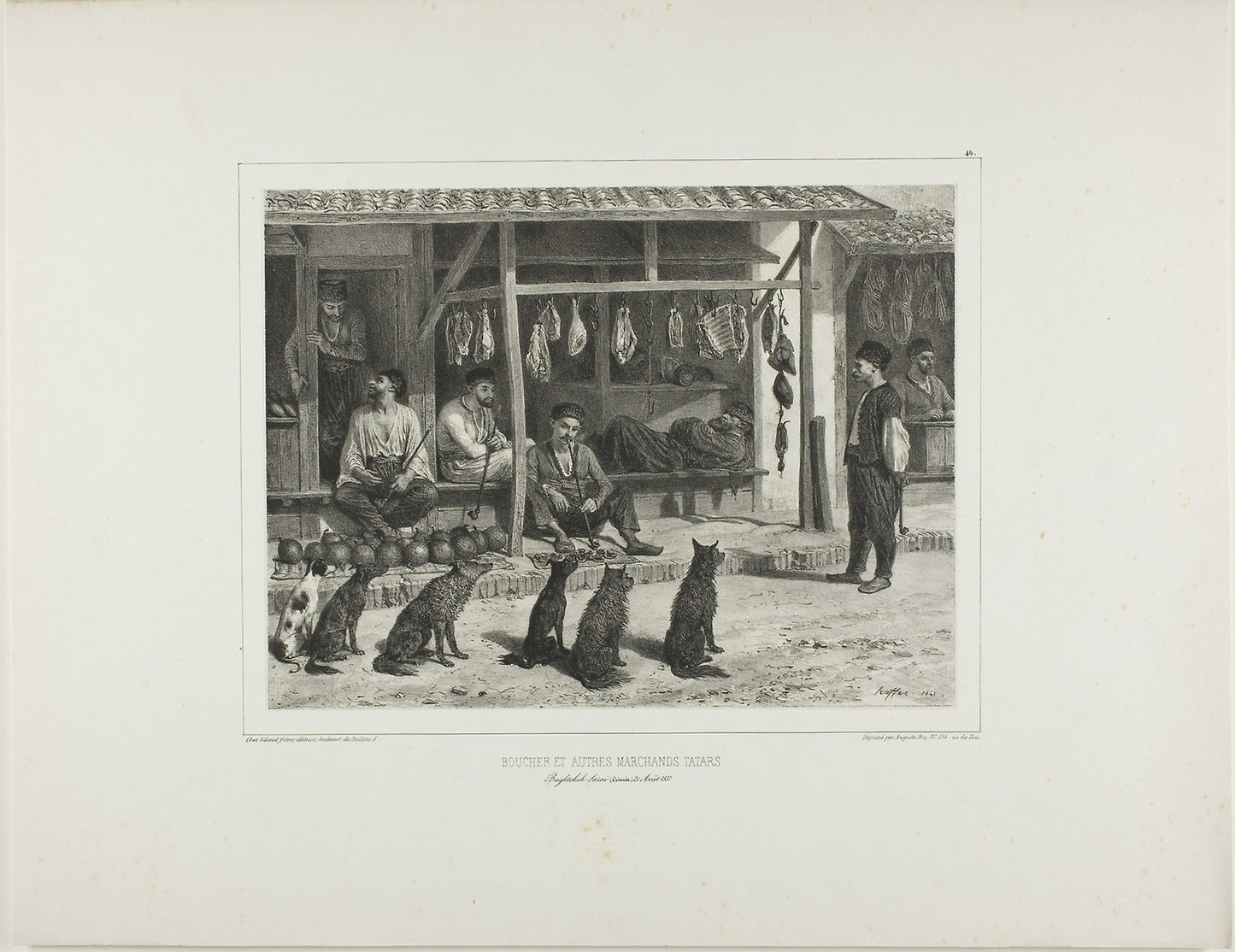 The Butcher and Other Tartar Merchants -  Denis Auguste Marie Raffet (French, 1804-1860),  Poster Print Wall Art
