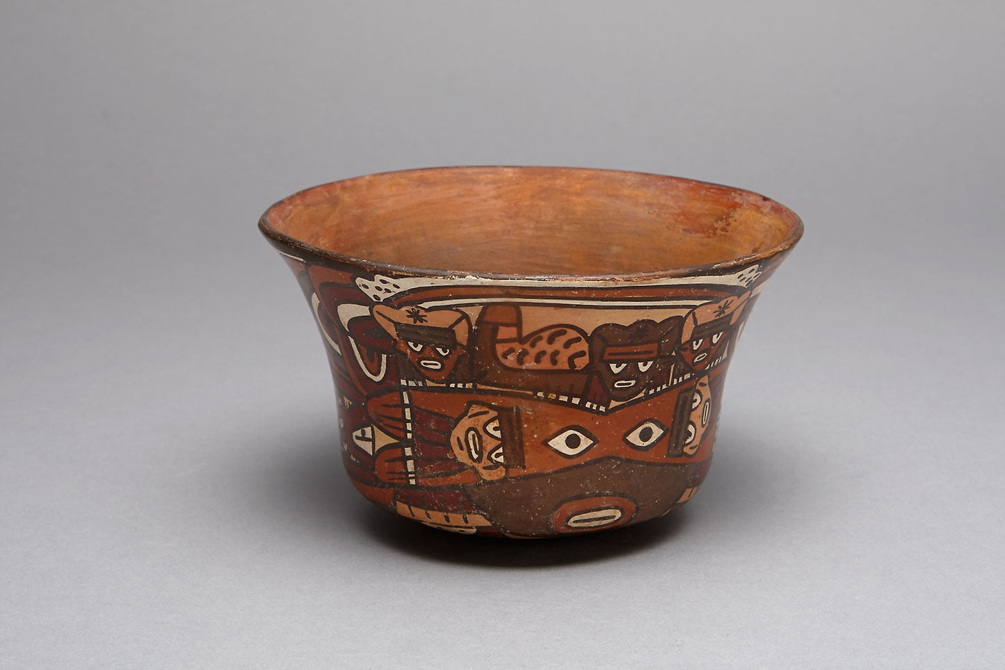 Bowl Depicting a Figure Wearing a Headdress Containing Fish and Small Beings -  Nazca,  Poster Print Wall Art