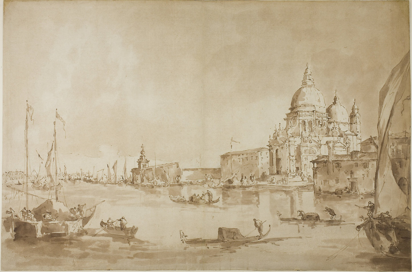 Bacino di San Marco with the Dogana del Mare and Santa Maria della Salute -  Francesco Guardi, style of,  Poster Print Wall Art