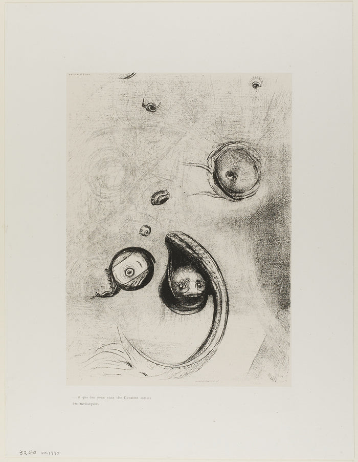 Et que des yeux sans tete flottaient comme des mollusques, plate XIII of Tentation de St. Antoine: Odilon Redon,16x12