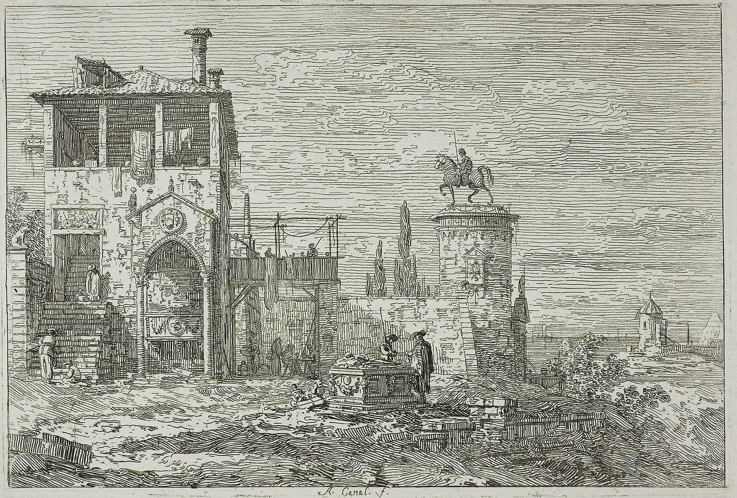 The Equestrian Monument, from Vedute -  Canaletto,  Poster Print Wall Art