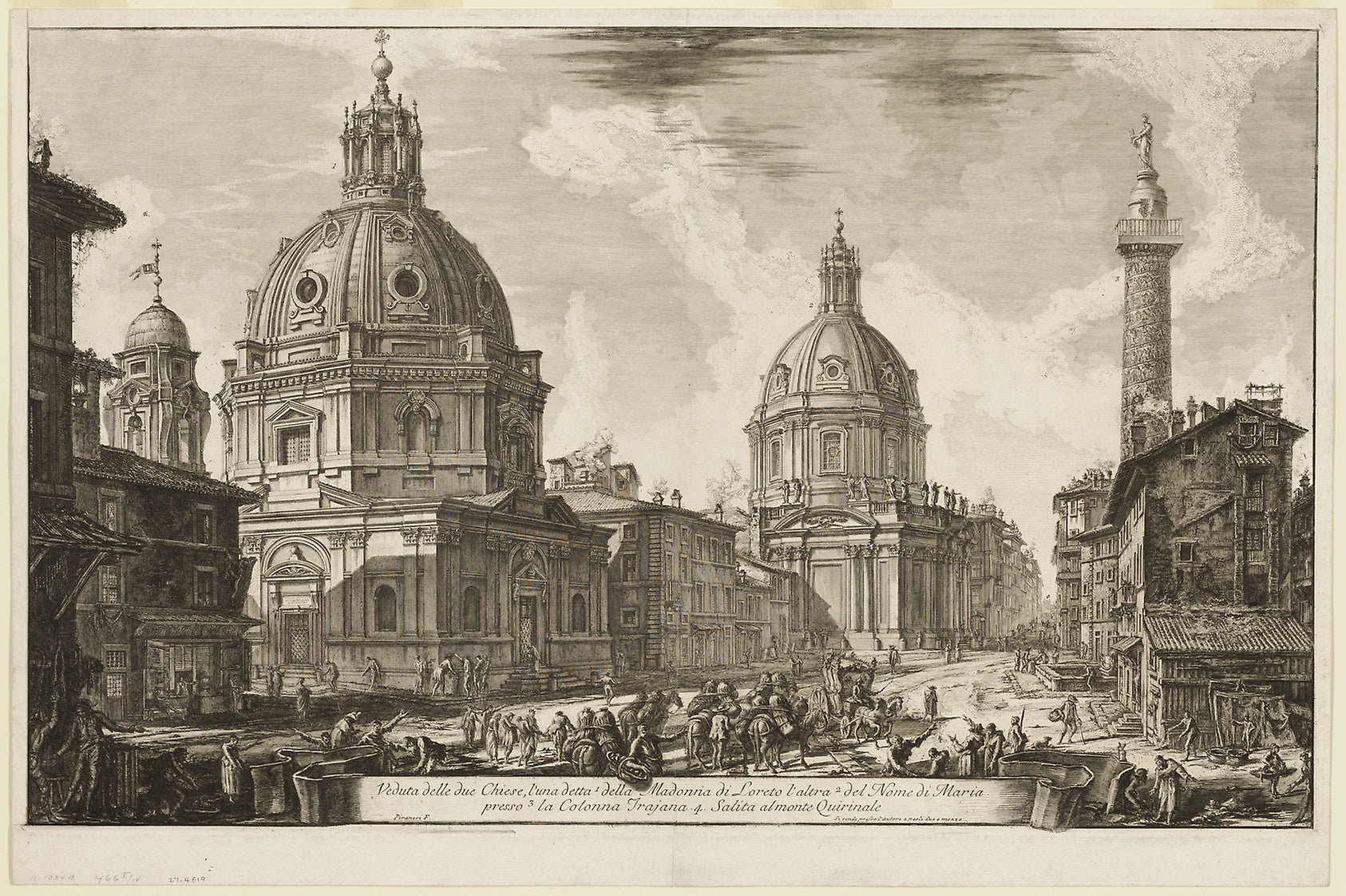 View of Two Churches, One Called 1. S. Maria di Loreto, the other 2. The Name of Mary, near 3. Trajan's Column. 4. The ascent to the Quirinal, from Views of Rome: Giovanni Battista Piranesi,16x12"(A3) Poster