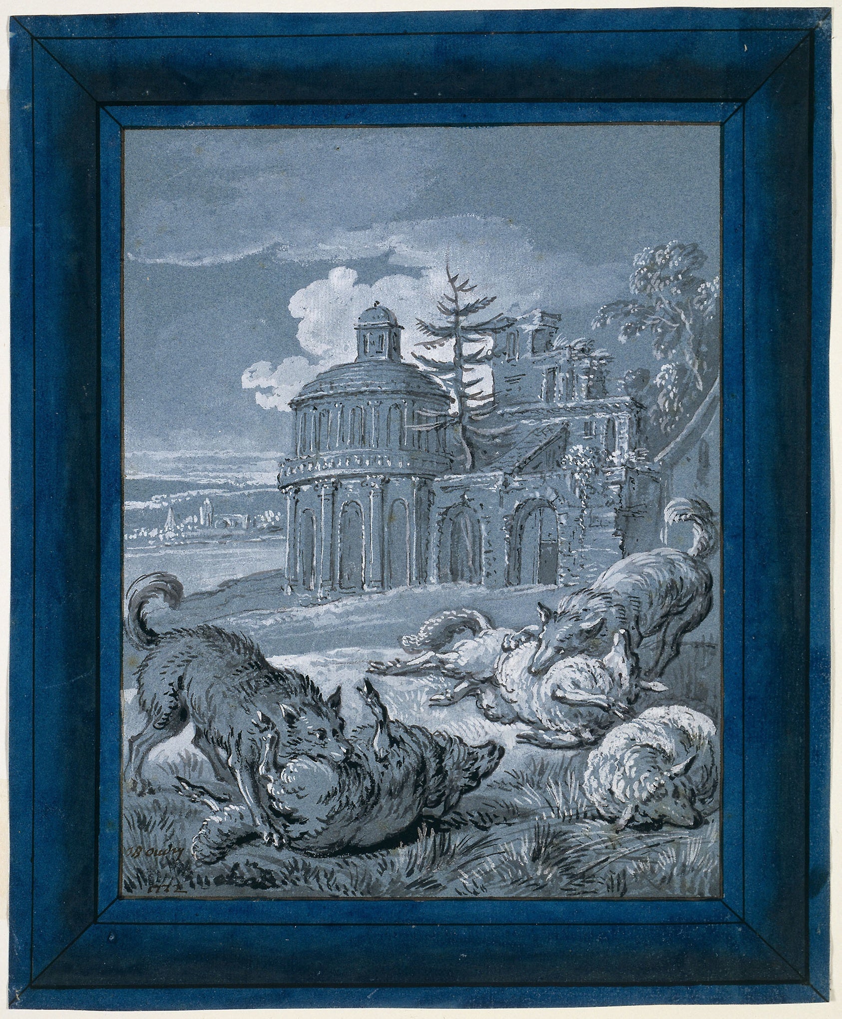 Wolves Attacking Sheep ("Rein de Trop II"): Jean-Baptiste Oudry,16x12"(A3) Poster