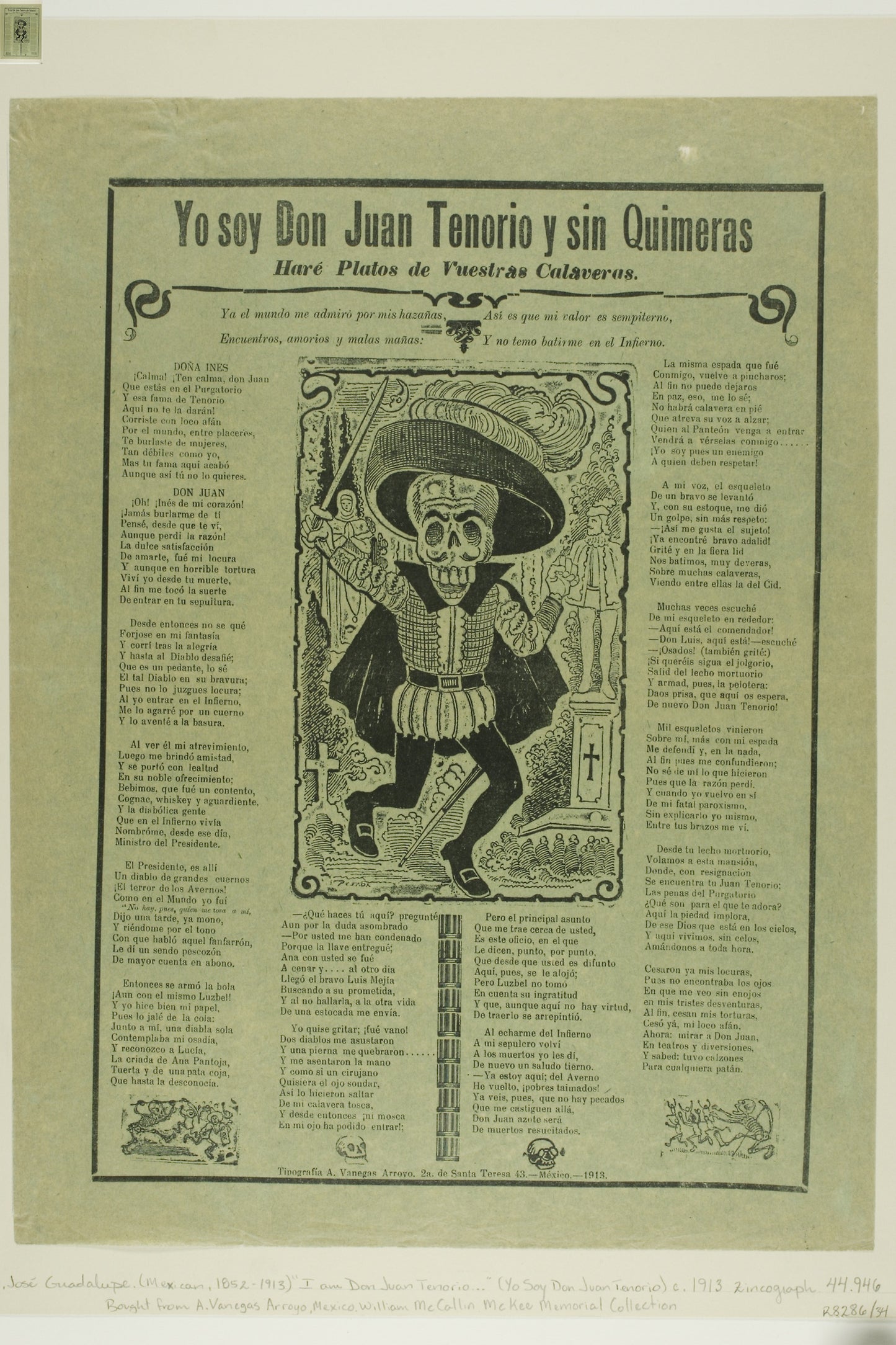 I Am Don Juan Tenorio -  José Guadalupe Posada,  Poster Print Wall Art