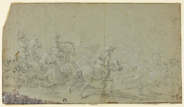 Cavalry Fight: Follower of Jacques Courtois,16x12