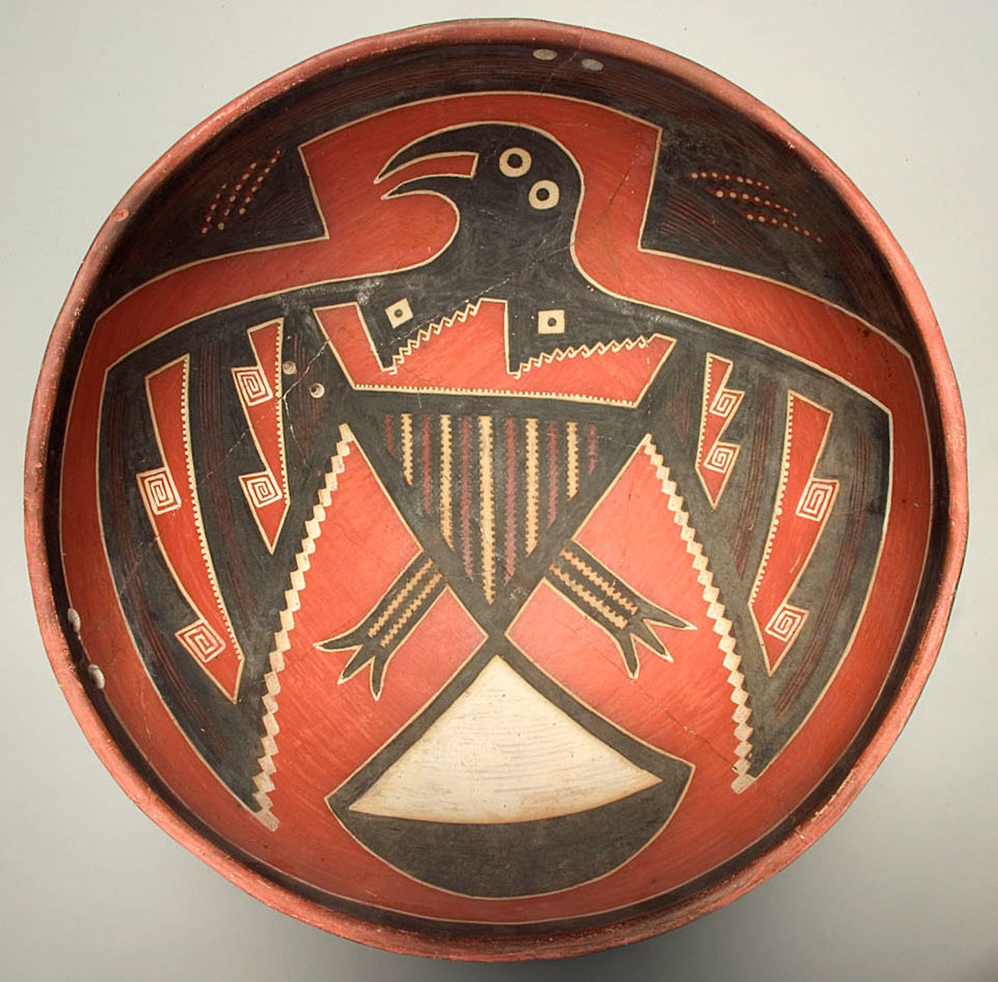 Bowl Depicting a Bird with Outstretched Wings -  Four Mile Polychrome, White Mountain Red Ware,  Poster Print Wall Art
