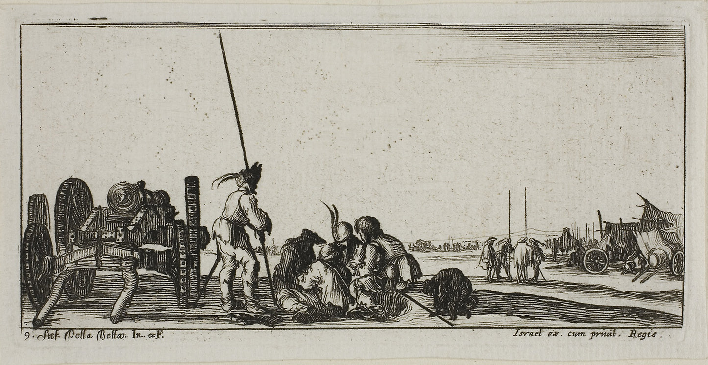 Plate Nine from Drawings of Several Movements -  Soldiers -  Stefano della Bella,  Poster Print Wall Art
