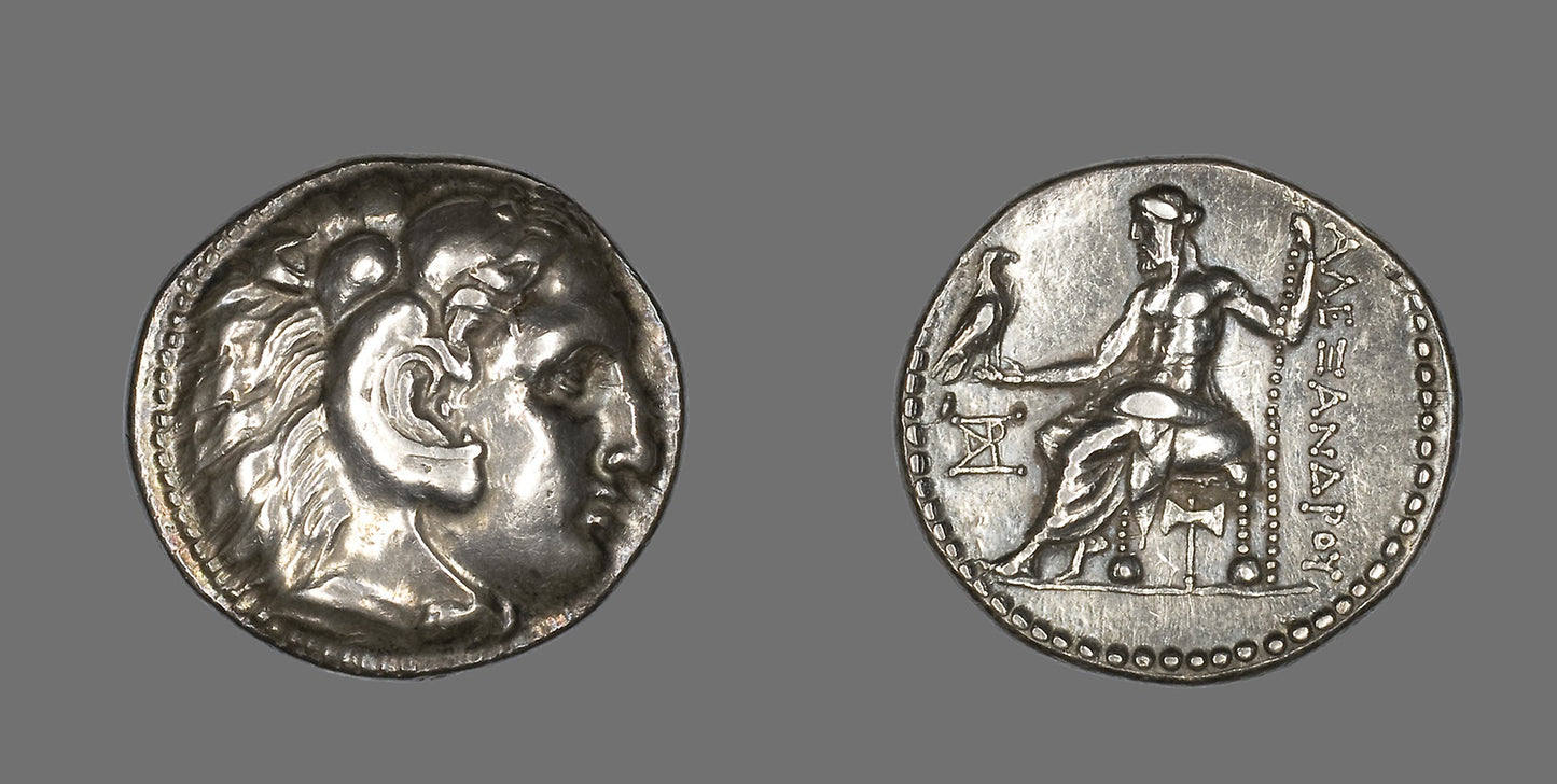 Tetradrachm (Coin) Portraying Alexander the Great -  Greek, minted in Macedon,  Poster Print Wall Art