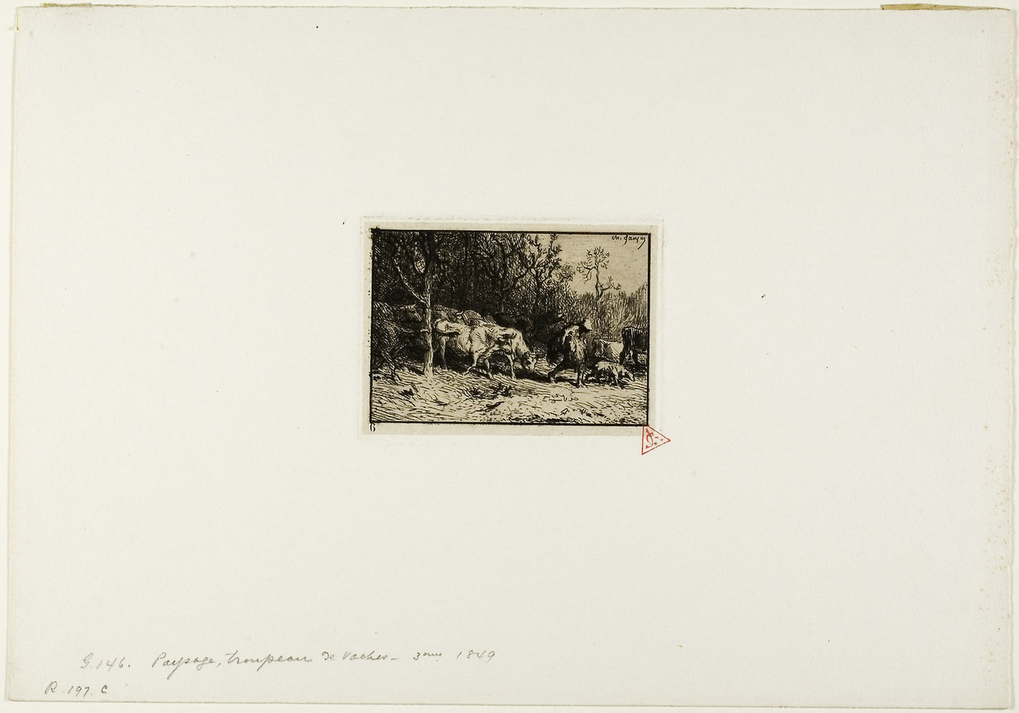 Herd of Cows Coming Out of a Wood -  Charles Émile Jacque,  Poster Print Wall Art