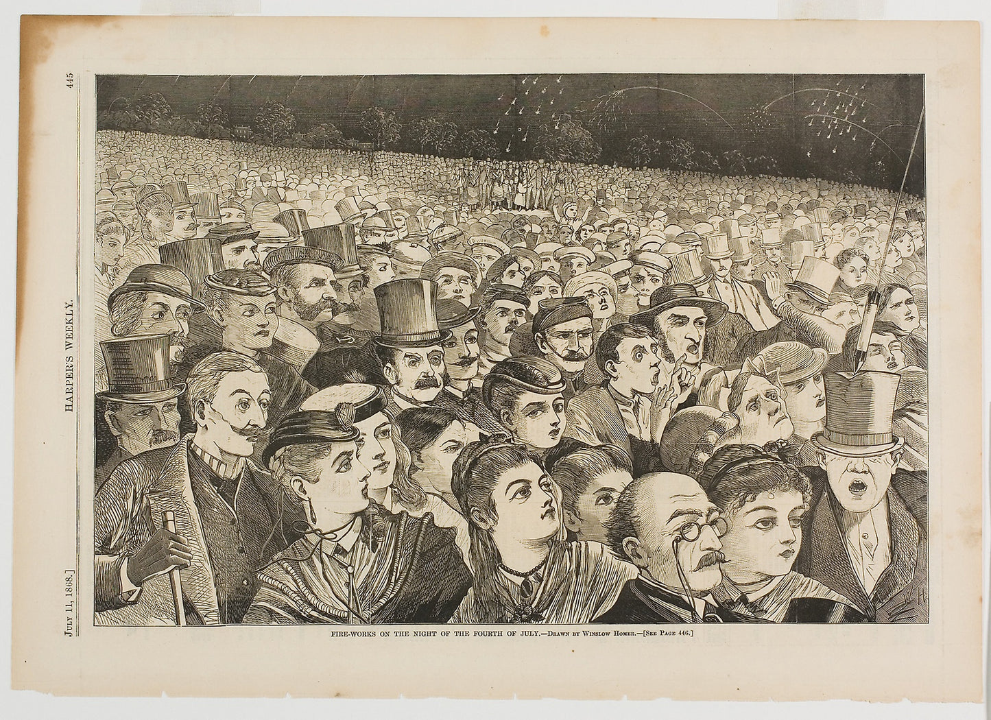 Fire Works on the Night of the Fourth of July: Winslow Homer (American, 1836-1910),16x12"(A3) Poster