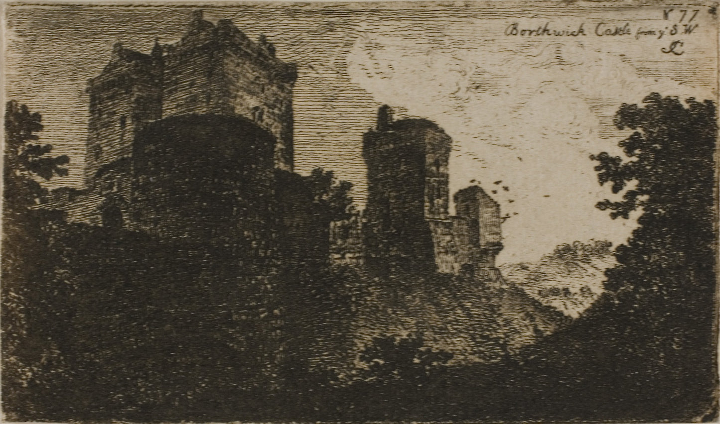 Borthwick Castle from the Southwest -  John Clerk of Eldin,  Poster Print Wall Art