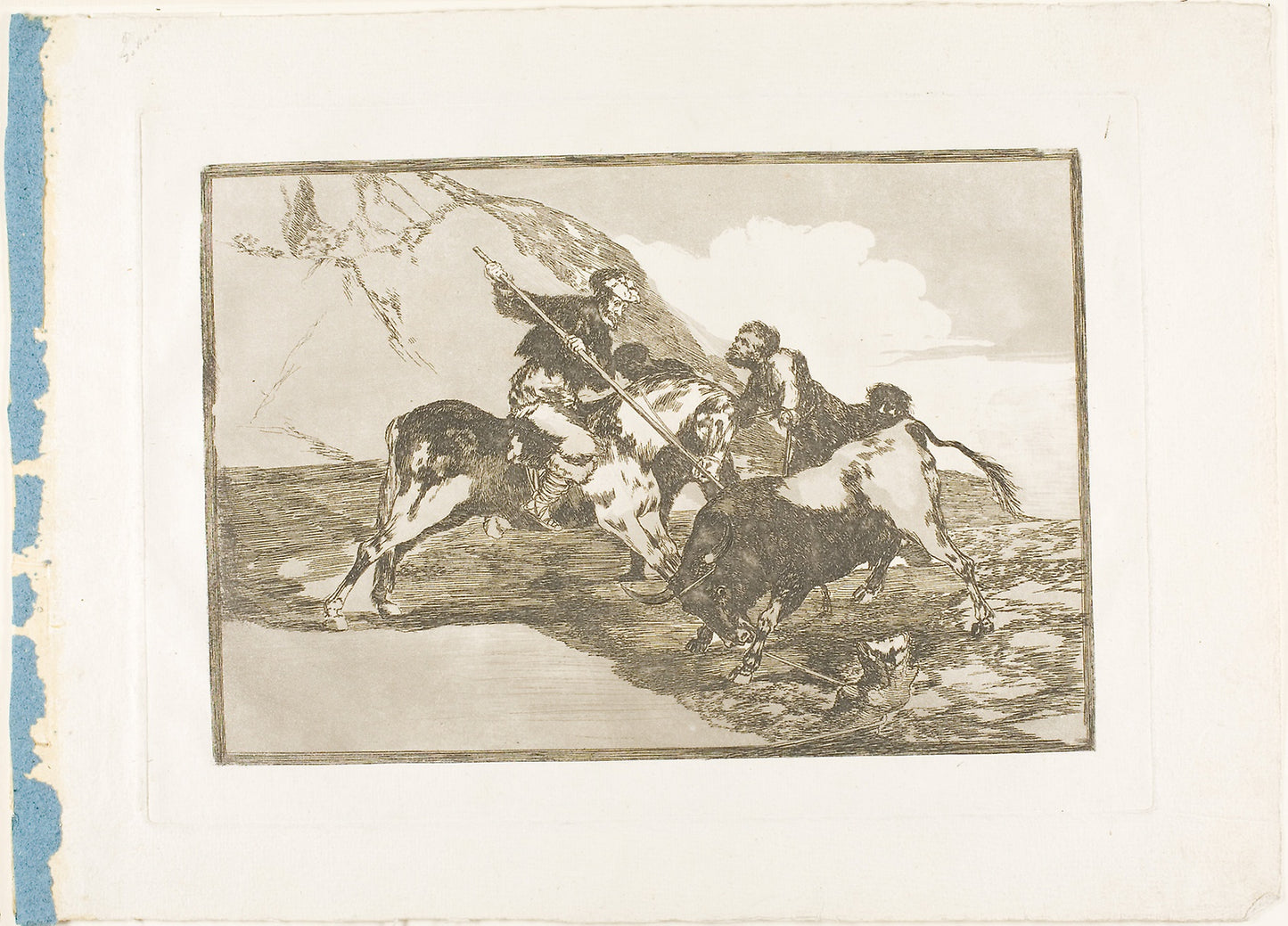 The Way in Which the Ancient Spaniards Hunted Bulls on Horseback in the Open Country, plate one from The Art of Bullfighting -  Francisco José de Goya y Lucientes,  Poster Print Wall Art