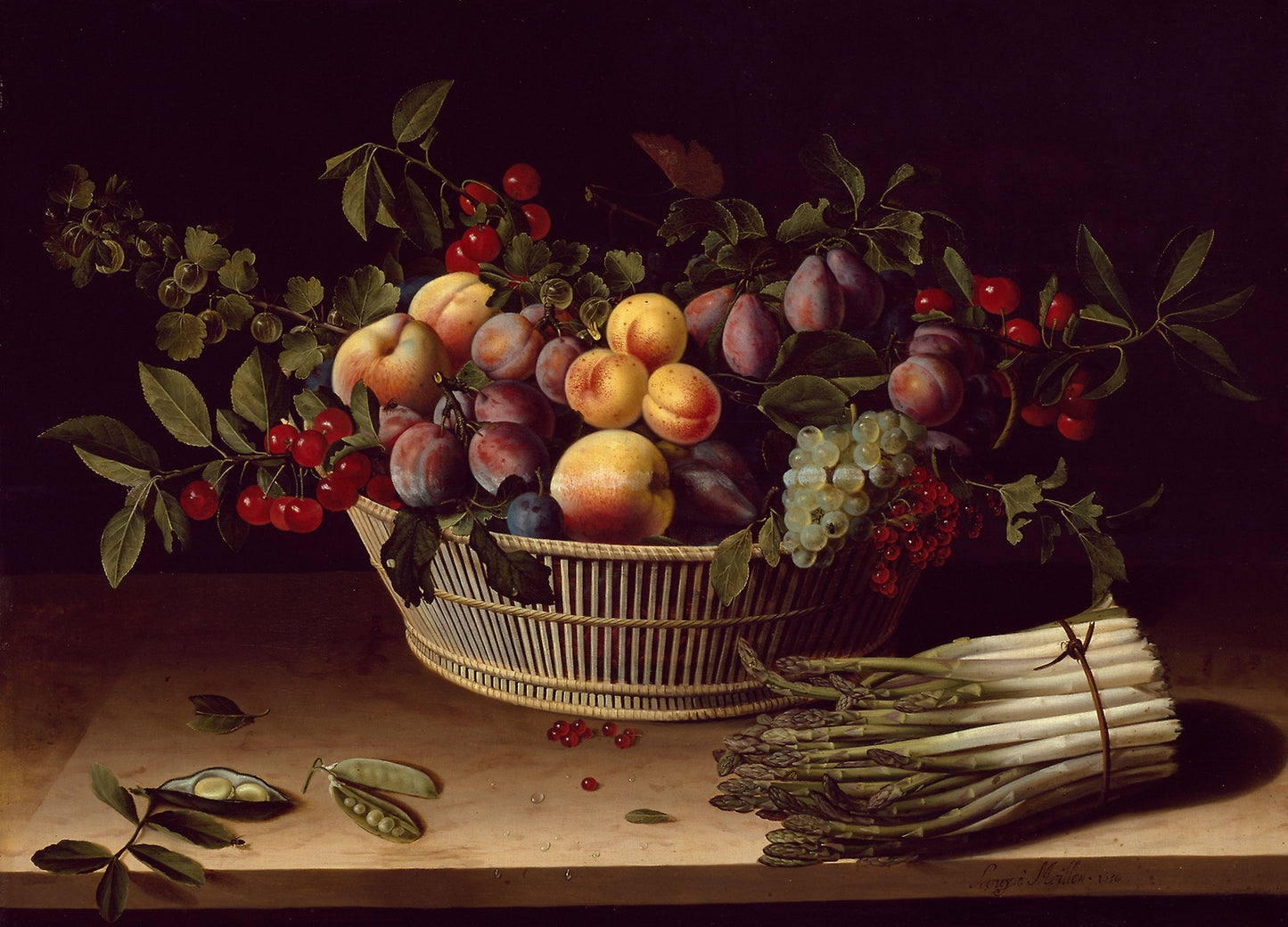 Still Life with a Basket of Fruit and a Bunch of Asparagus -  Louise Moillon,  Poster Print Wall Art