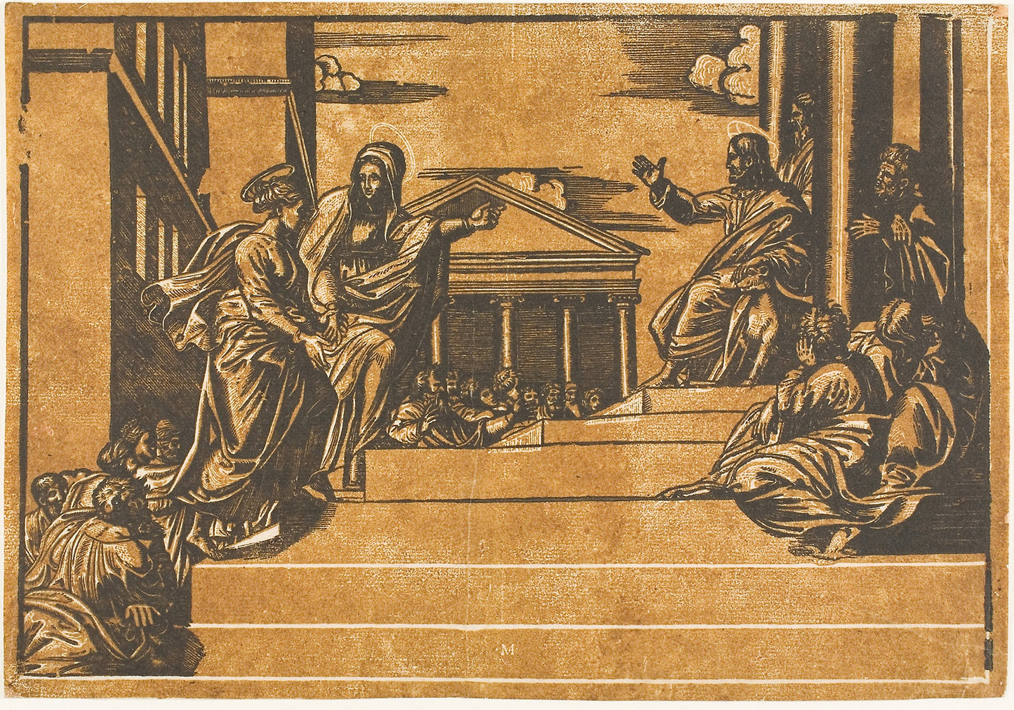 Martha and Magdalen Ascending the Steps of the Temple -  Georg Matheus (German, active 1554-1572),  Poster Print Wall Art