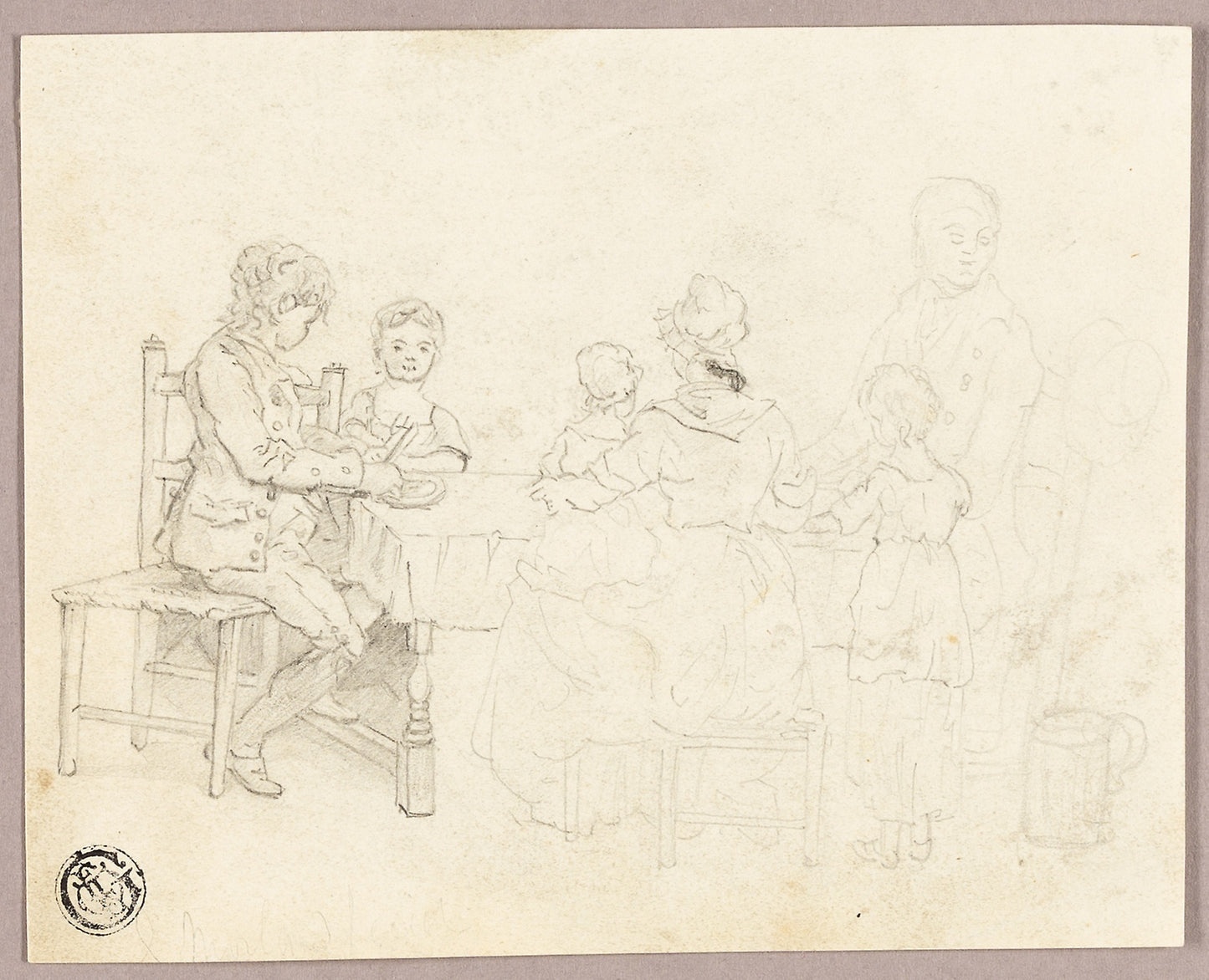 Family at a Table -  Attributed to George Morland,  Poster Print Wall Art