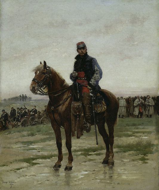 A Mounted Officer: Jean Baptiste Edouard Detaille,16x12"(A3) Poster
