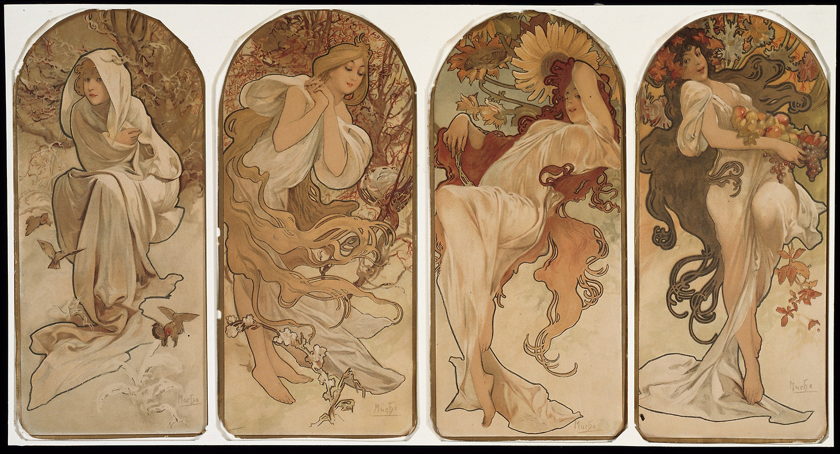 The Seasons: Alphonse Marie Mucha,16x12"(A3) Poster