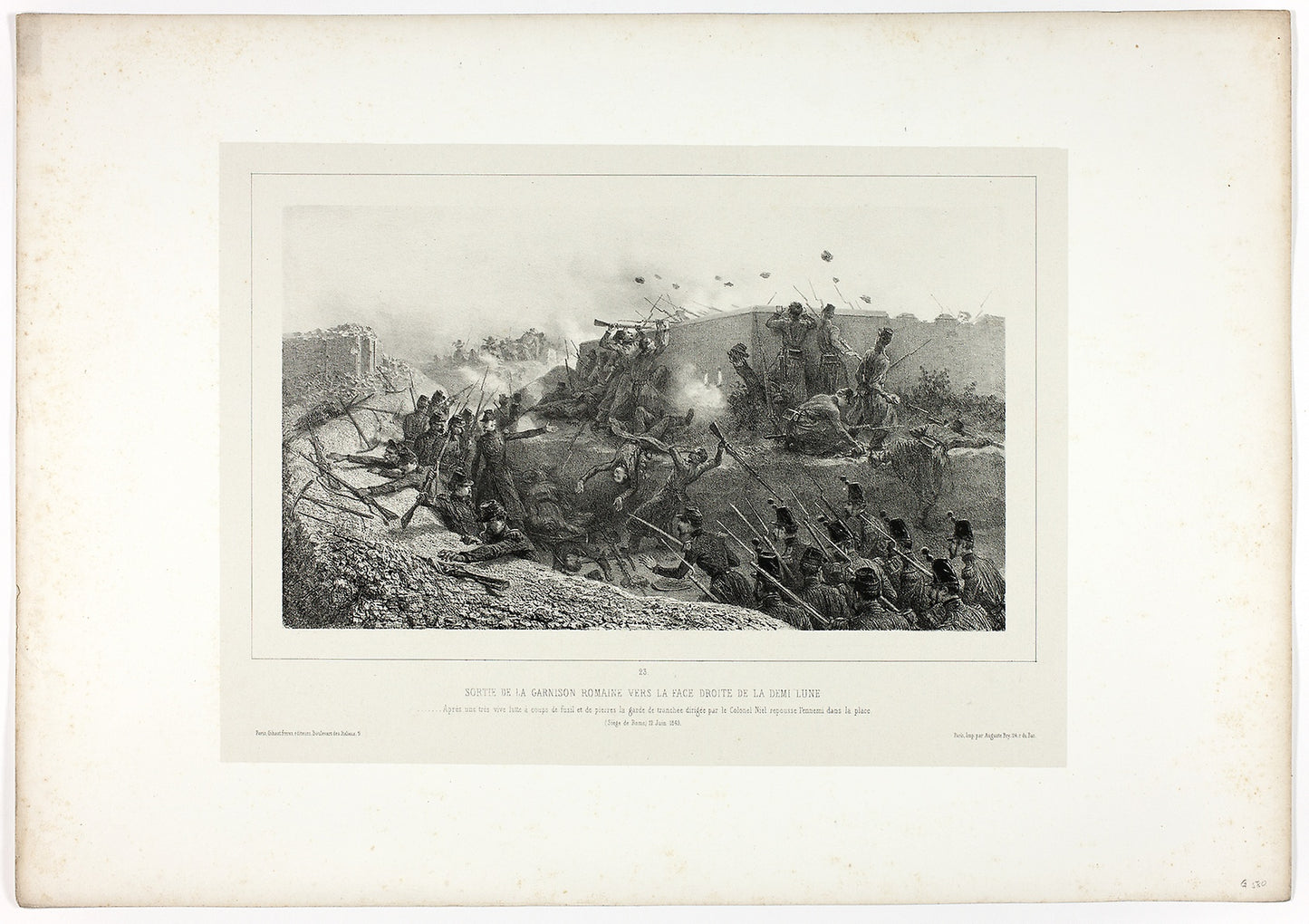 Sortie of the Roman garrison..., from Souvenirs d’Italie -  Expédition de Rome -  Denis Auguste Marie Raffet (French, 1804-1860),  Poster Print Wall Art