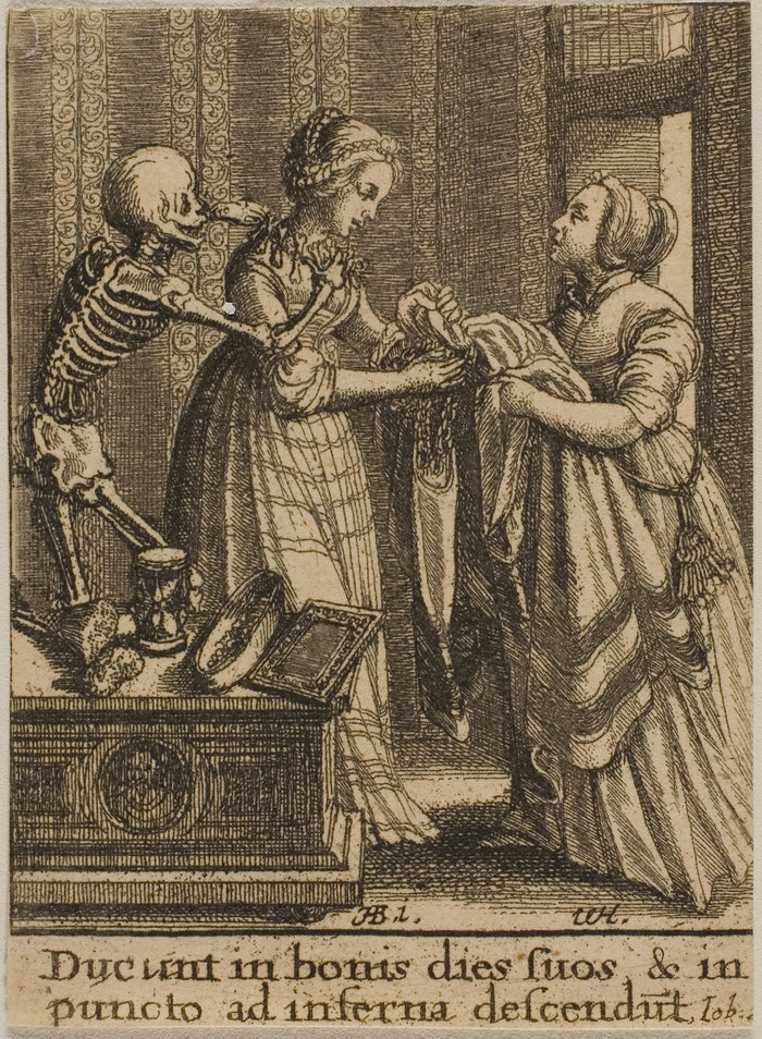 The Bride and Death: Wenceslaus Hollar (Czech, 1607-1677),16x12