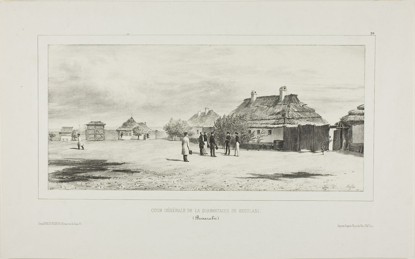 Courtyard of the Quarantine General, Skoulani, Bessarabia -  Denis Auguste Marie Raffet (French, 1804-1860),  Poster Print Wall Art