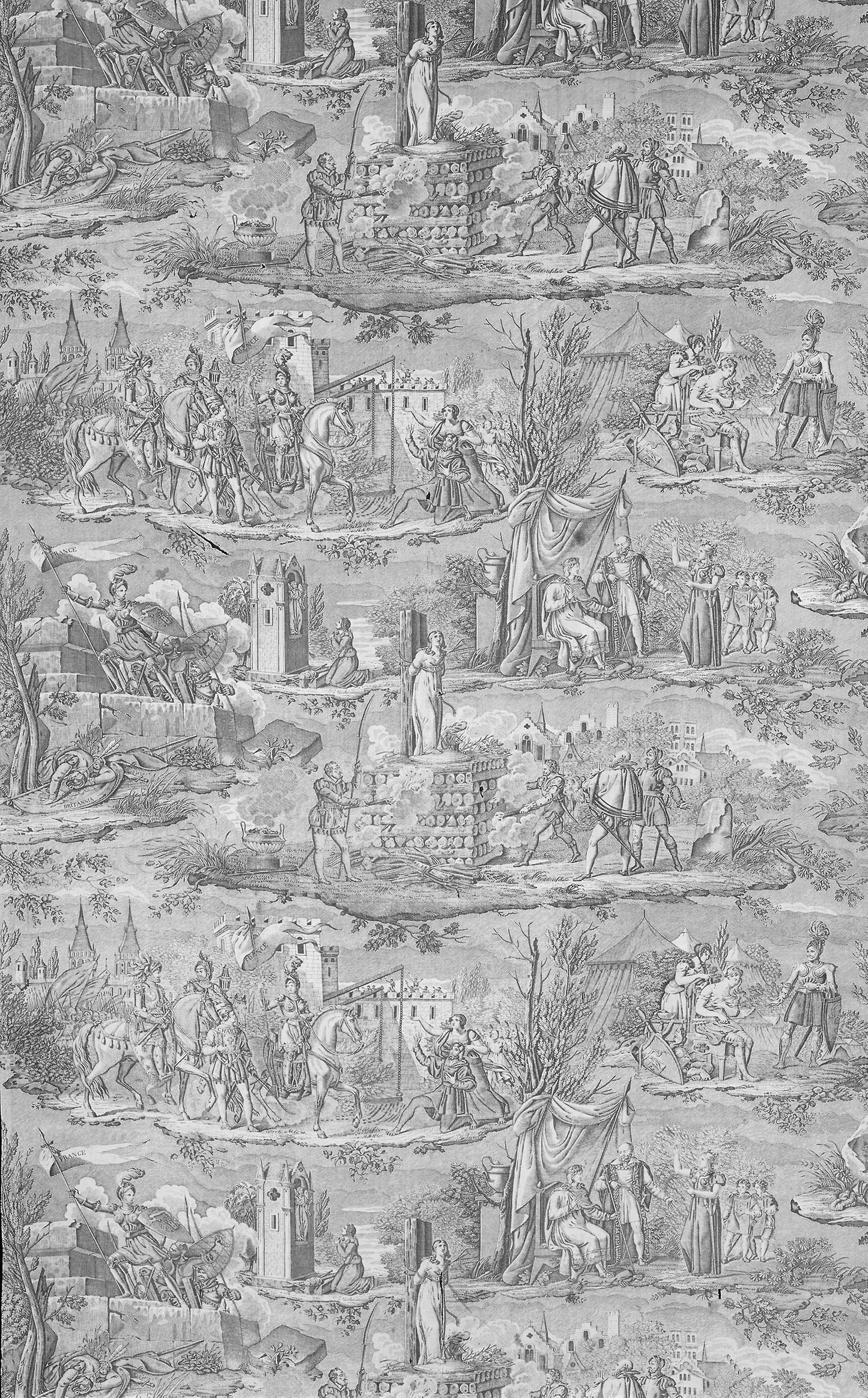 La Vie de Jeanne d'Arc (The Life of Joan of Arc) (Furnishing Fabric) -  Designed -  Charles Abraham Chasselat (French, 1782–1843) after Engraved -  Jamet (French, active c. 1825),  Poster Print Wall Art