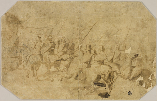 A Company of Horsemen: After Battista Franco, called Il Semolei (Italian, c. 1510-1561),16x12"(A3) Poster