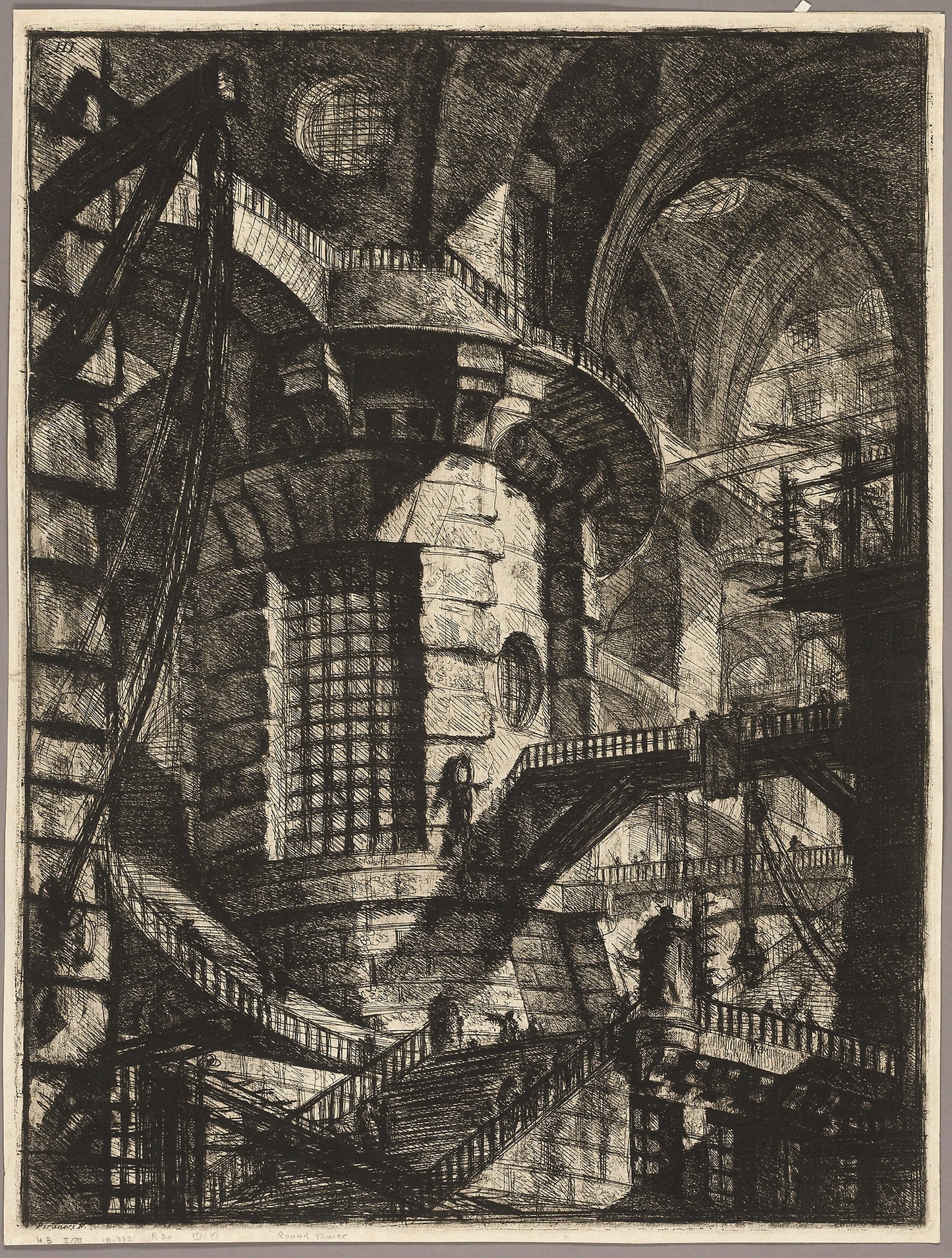 The Round Tower, plate 3 from the second edition of Carceri d'invenzione (Imaginary Prisons) -  Giovanni Battista Piranesi,  Poster Print Wall Art