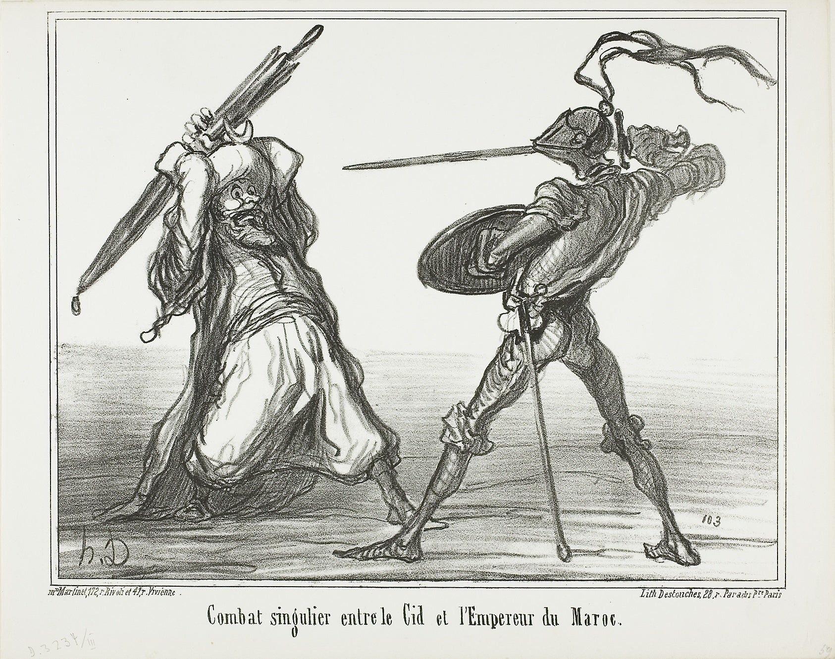 A Unusual Battle Between El Cid and the Emperor of Morocco, plate 117 from Actualités: Honoré Victorin Daumier,16x12"(A3) Poster