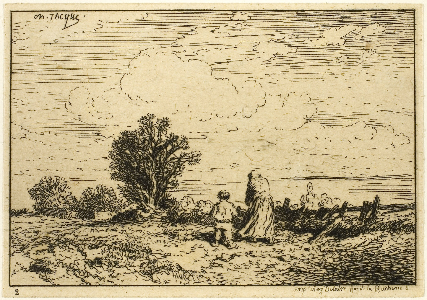 Crossing the Meadow -  Charles Émile Jacque,  Poster Print Wall Art