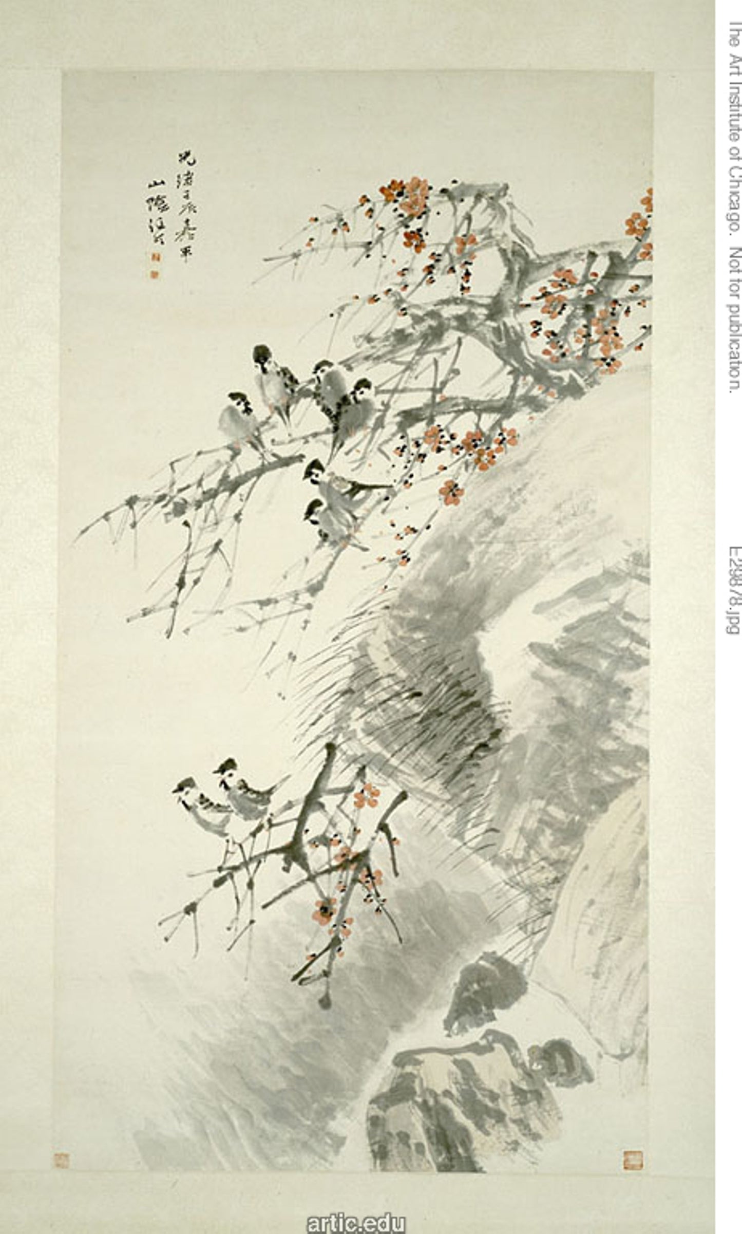 Birds on Red Plum -  Ren Yi [Ren Bonian],  Poster Print Wall Art