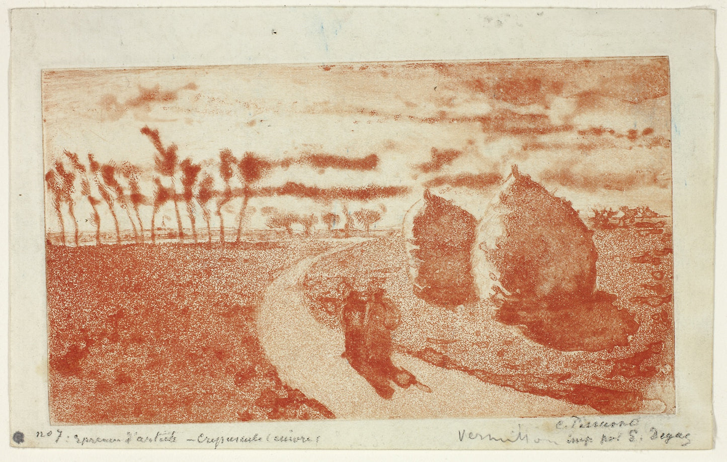 Twilight with Haystacks -  Camille Pissarro (French, 1830-1903),  Poster Print Wall Art